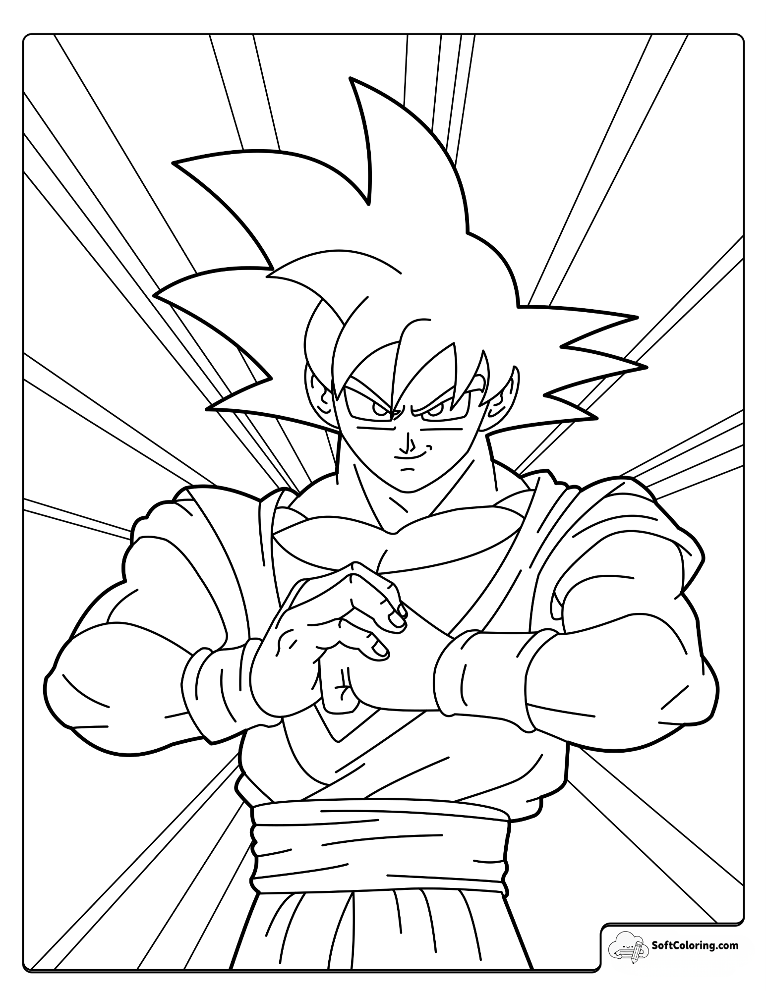 Goku In A Powerful Pose Coloring Page