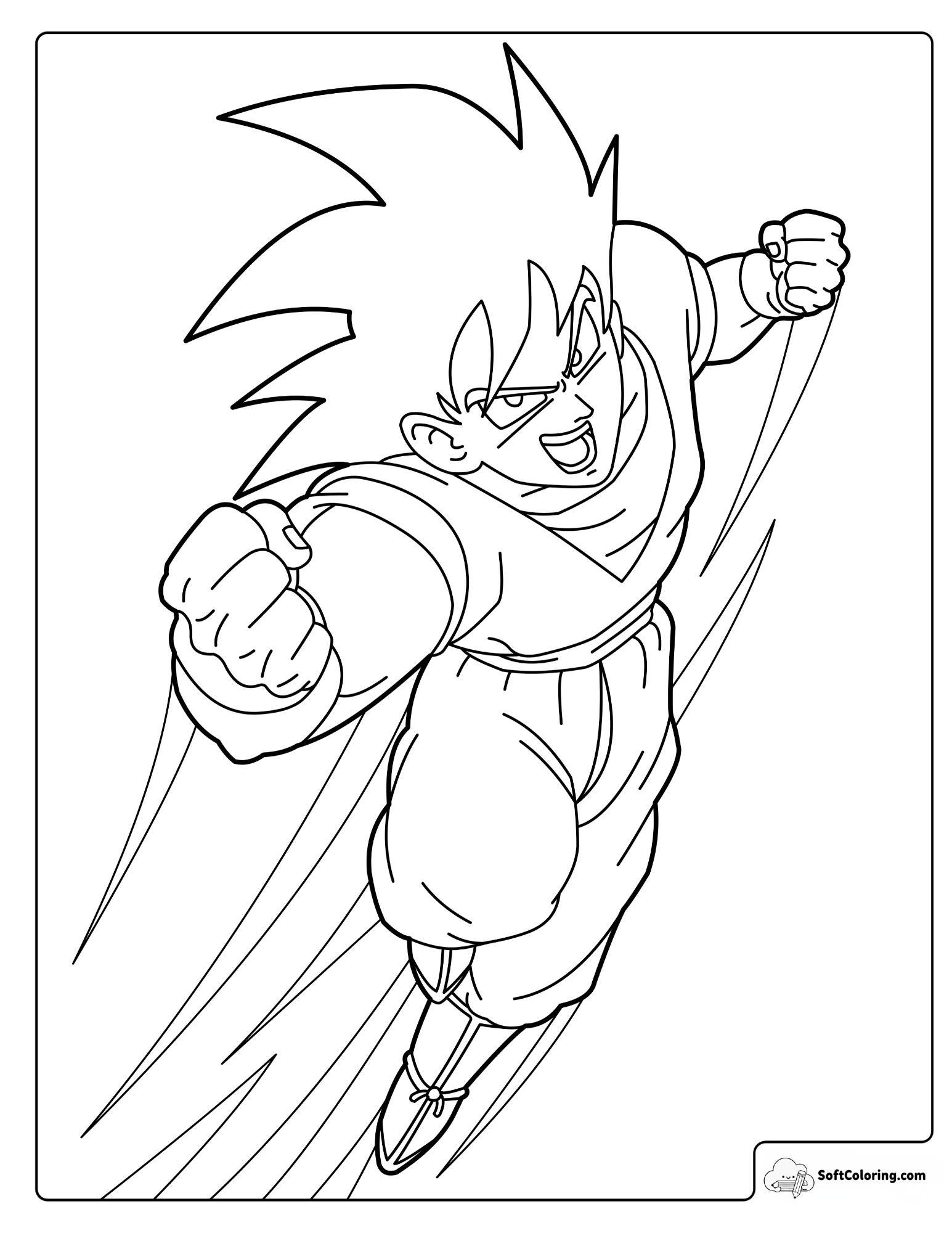 Goku Transforming Into Super Saiyan Coloring Page