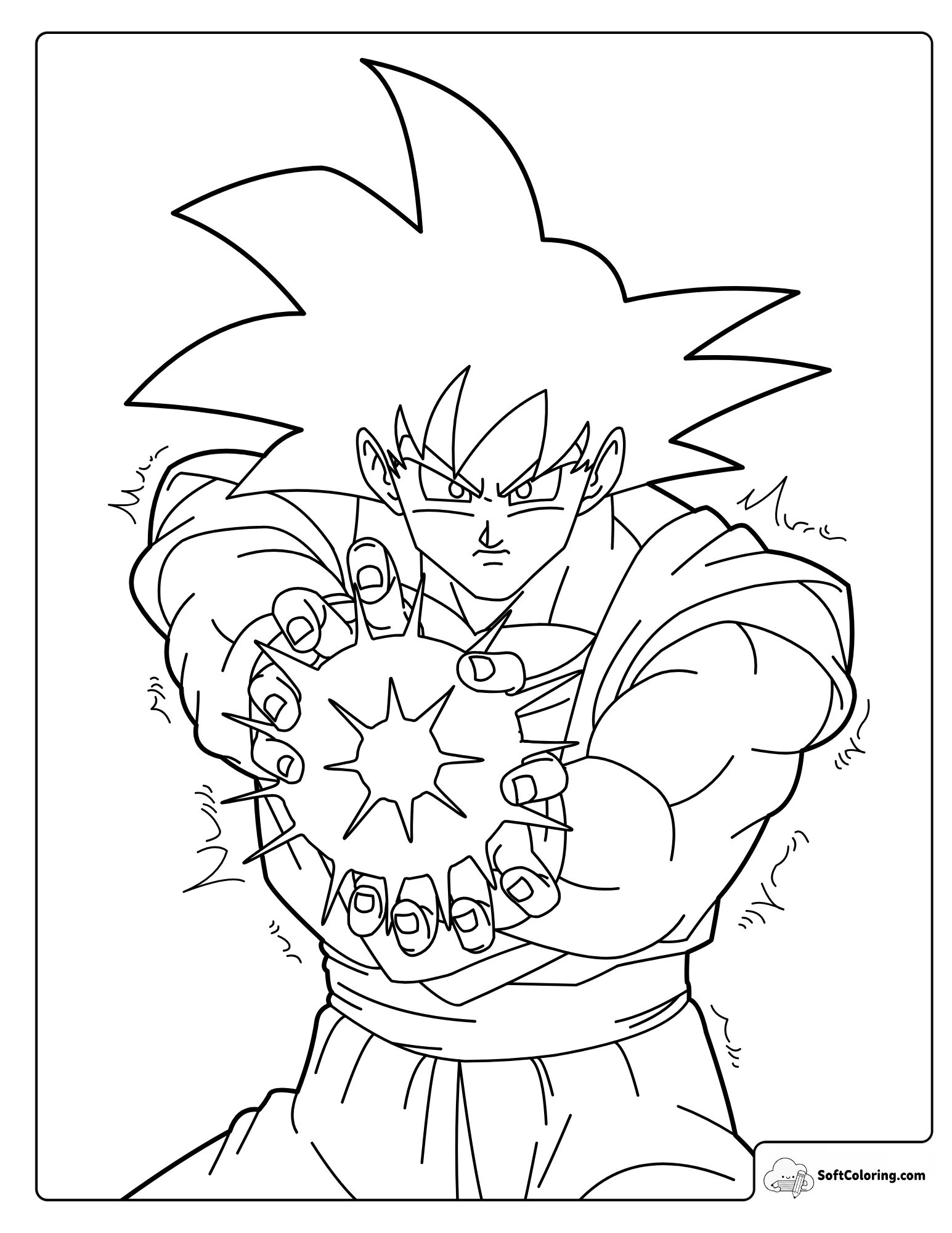 Goku Unleashing Kamehameha Coloring Page