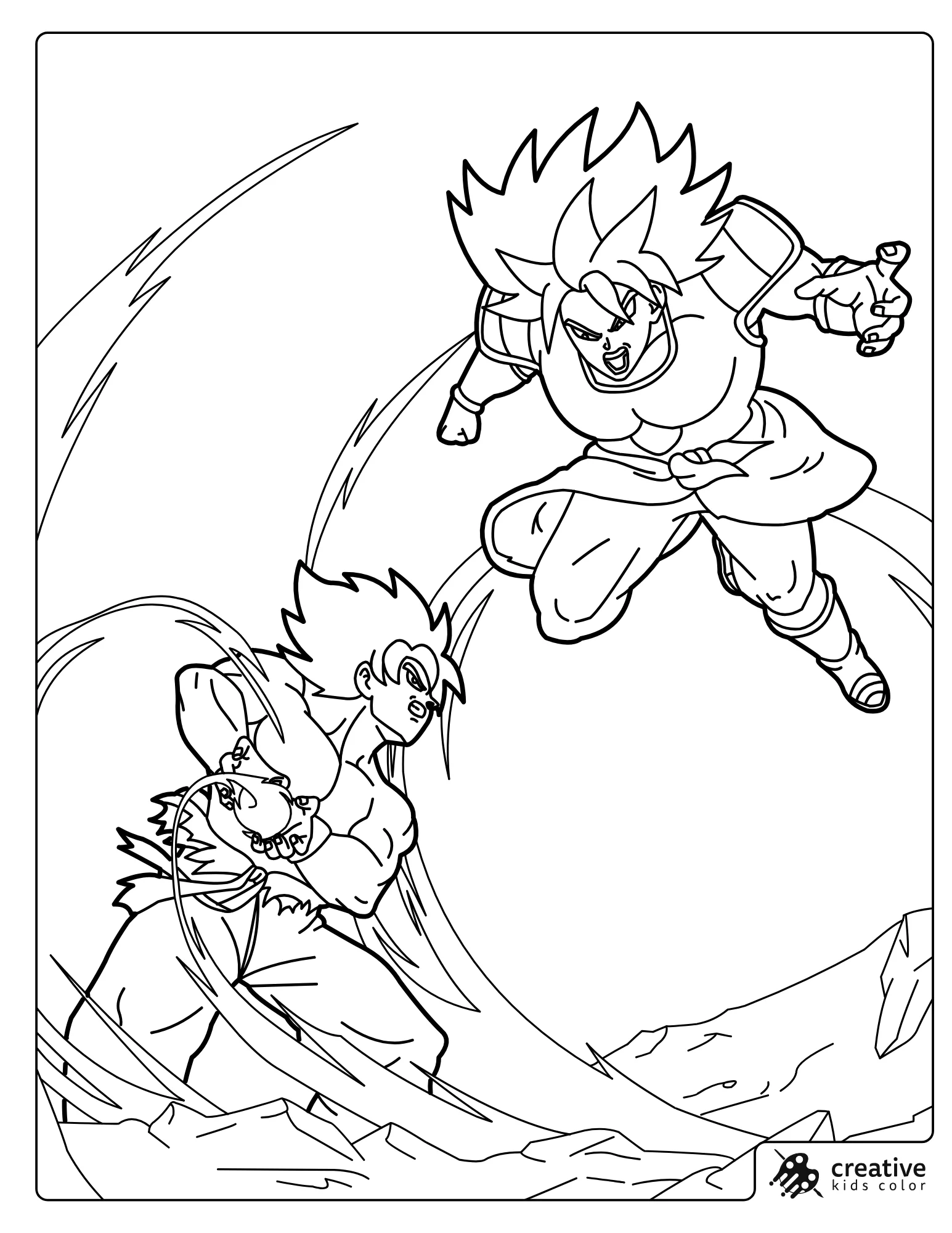 Goku And Broly Fight Above A Rocky Landscape.