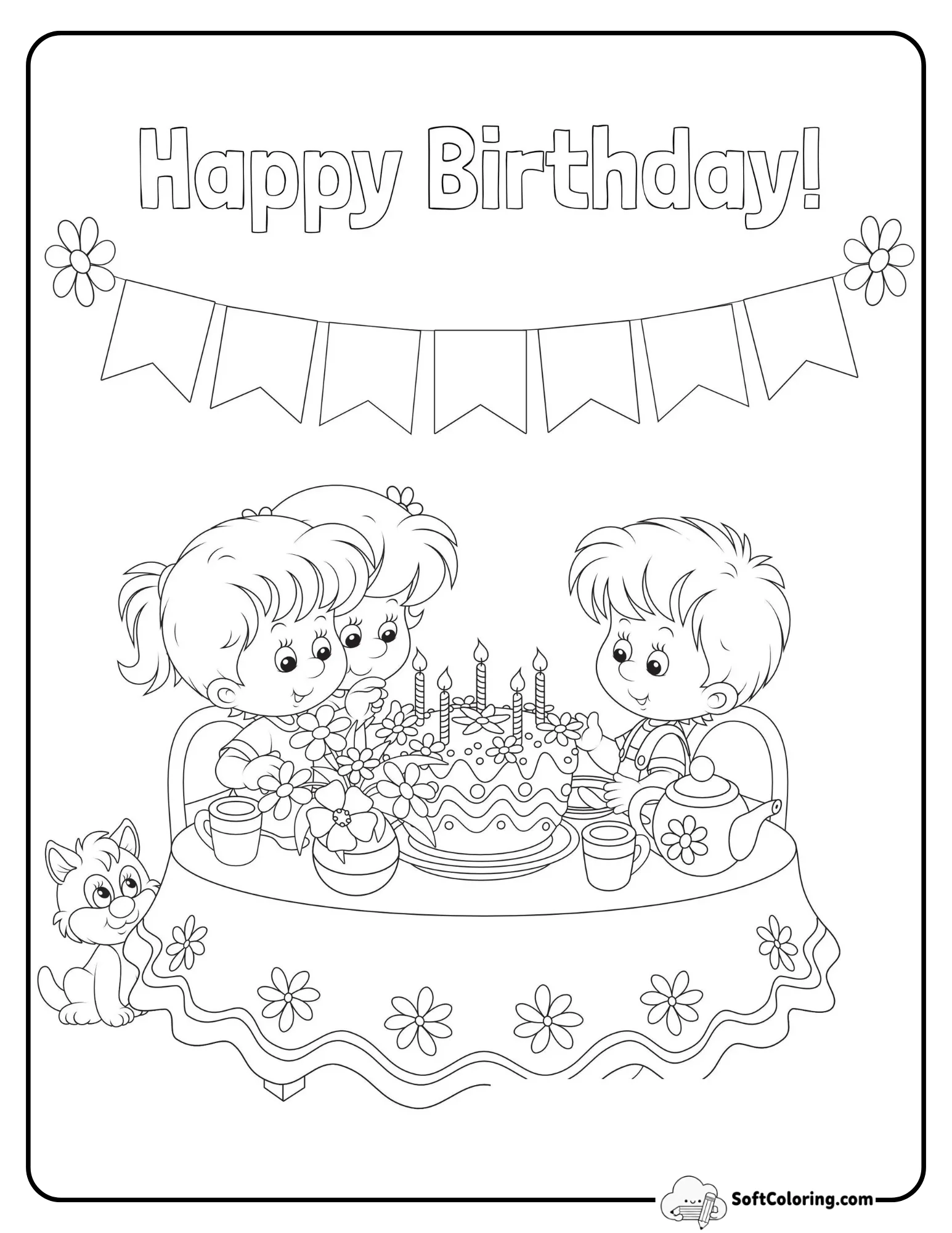 "Happy Birthday" Party Coloring Sheet