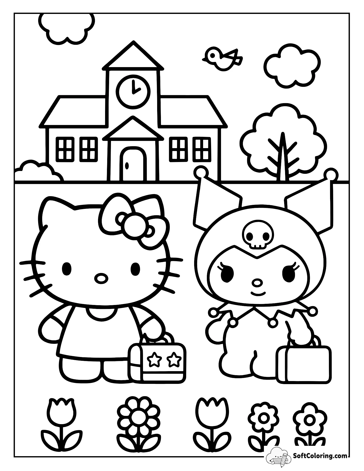 Kuromi And Hello Kitty Are All Ready For A Day Of Learning