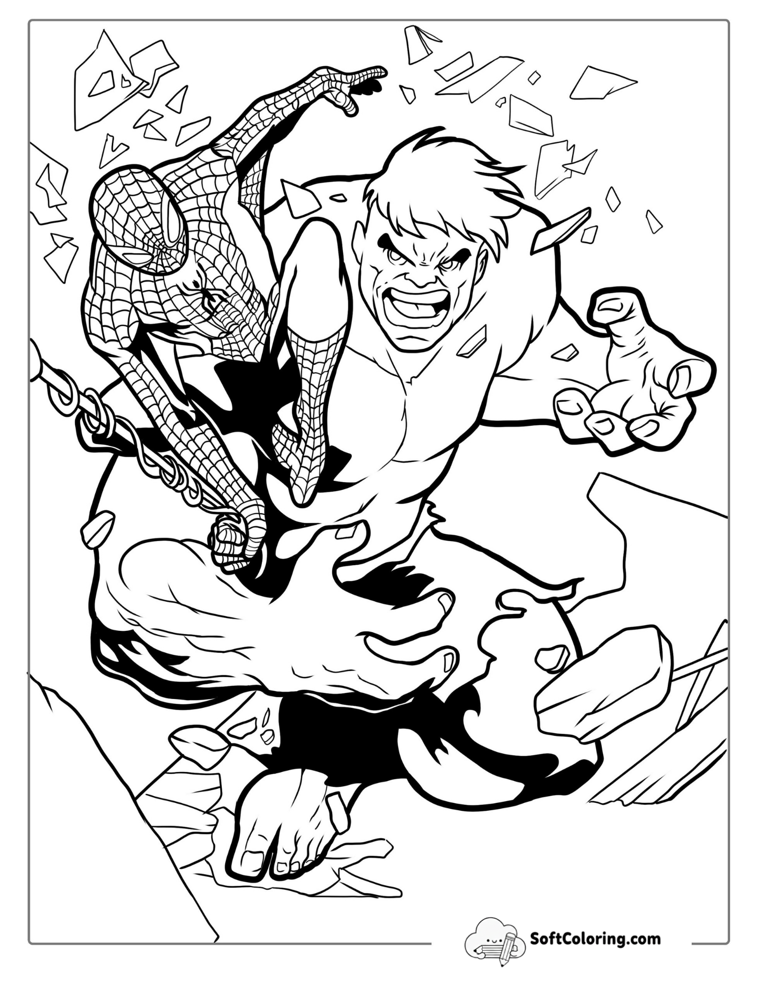 Hulk And Spider Man Coloring Page