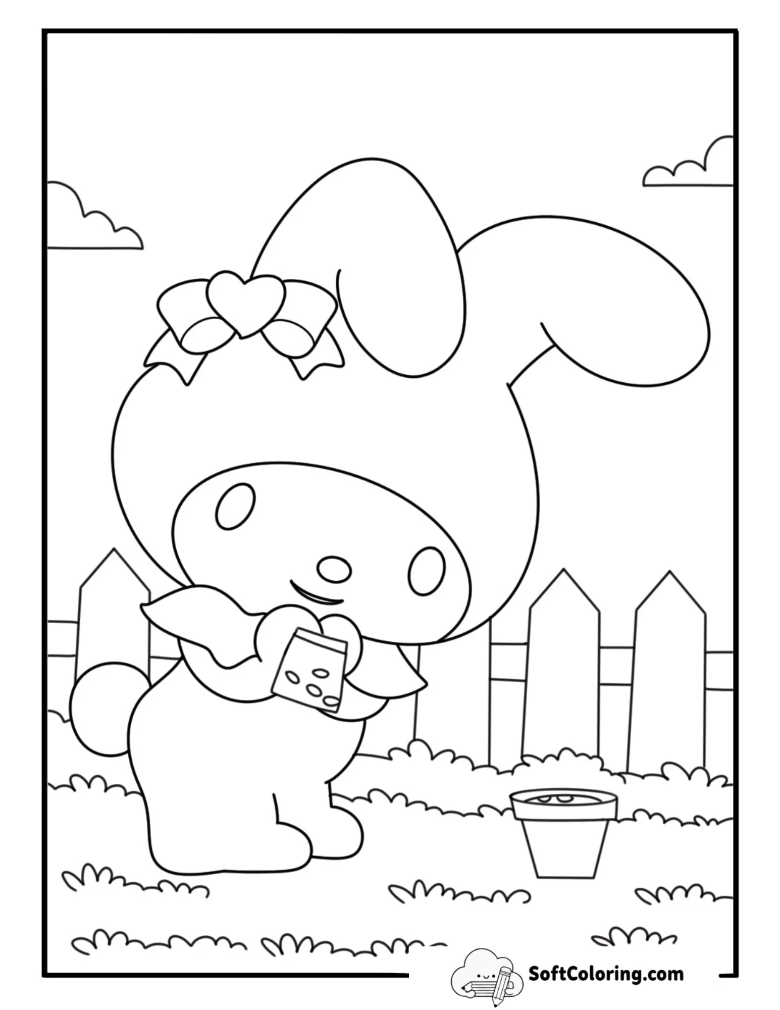 Kawaii My Melody Planting Seeds In A Pot