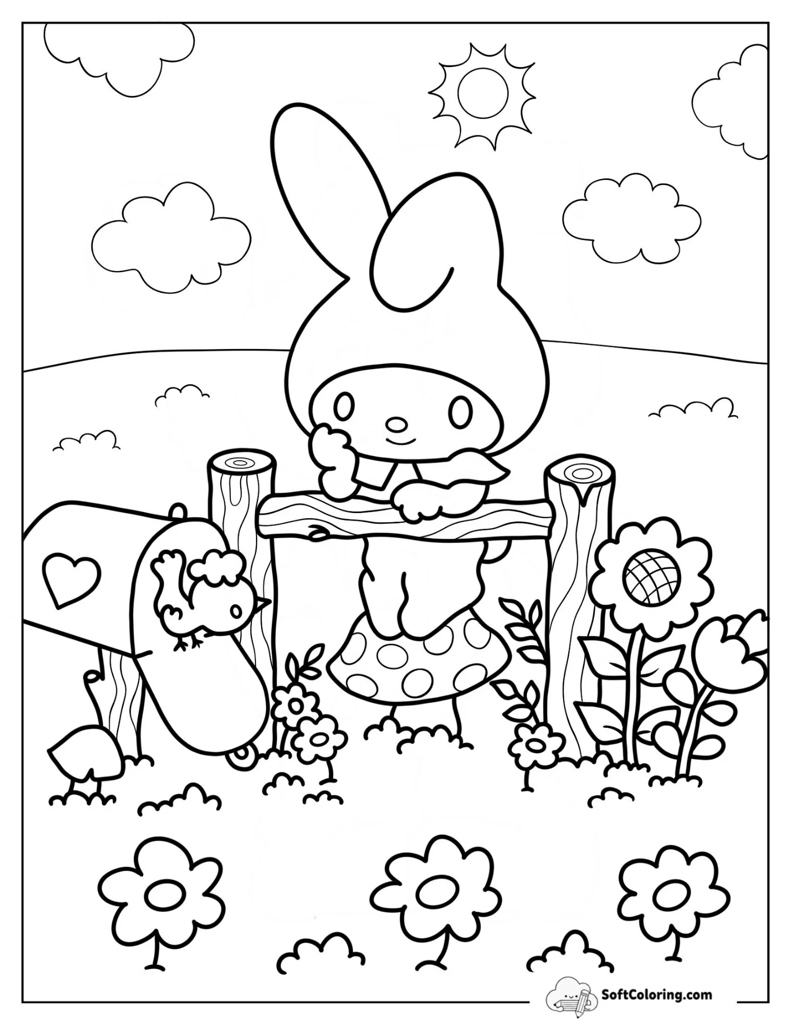 Kawaii My Melody Watching Bird