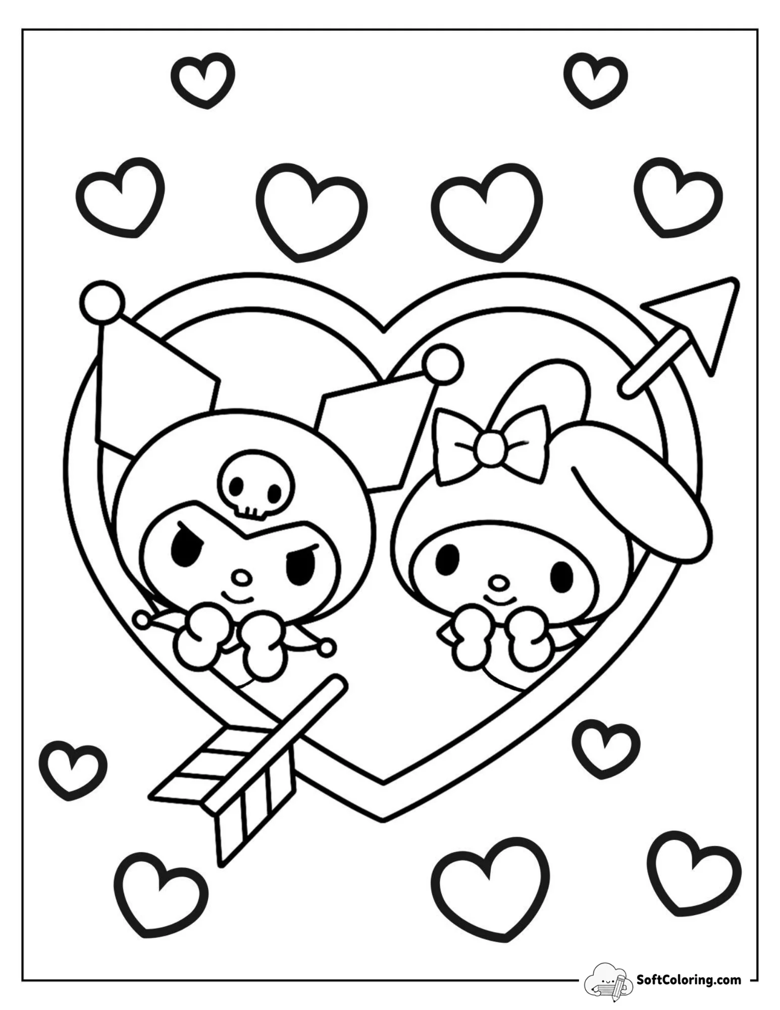 Kuromi And My Melody Sit Inside A Heart