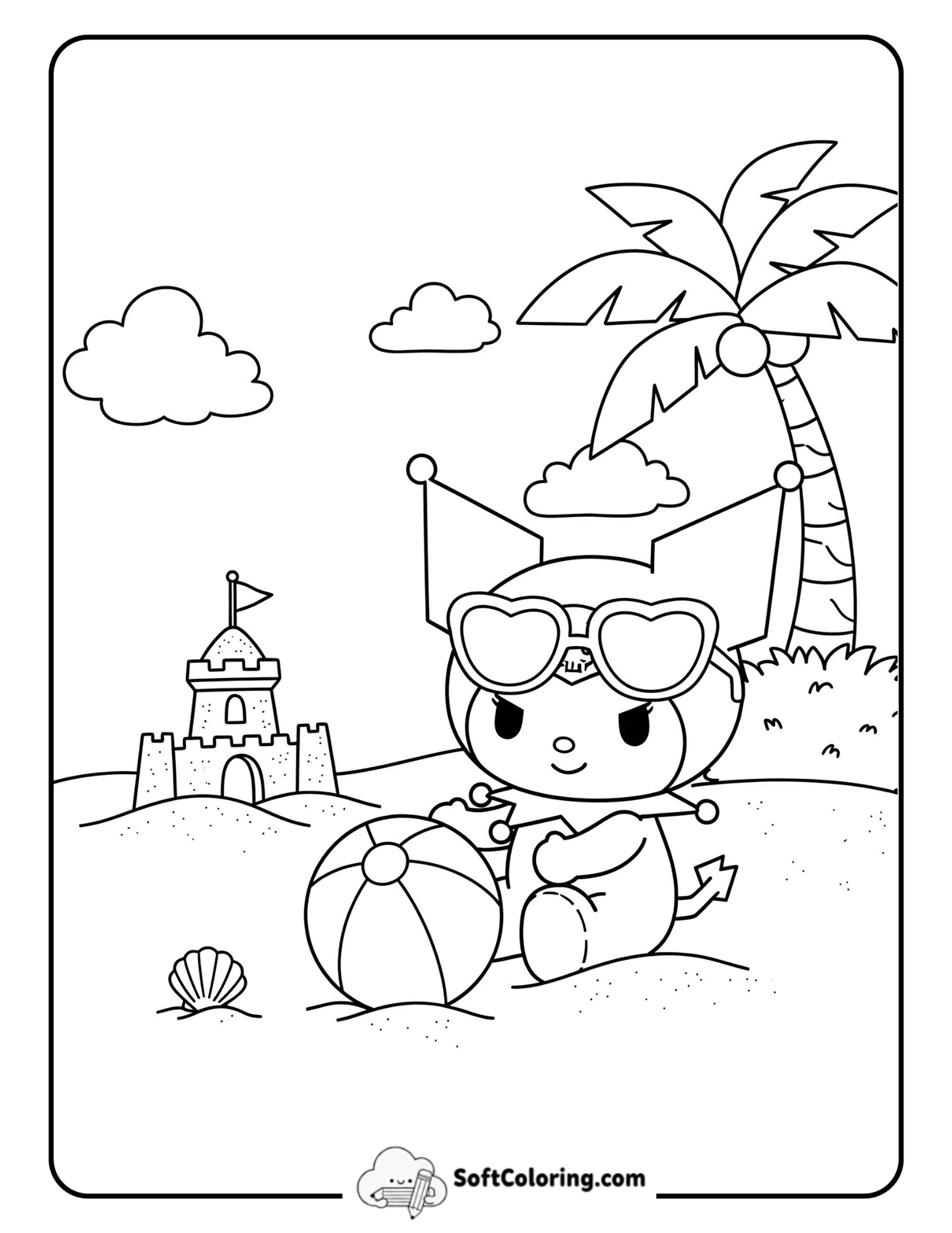 Kuromi Playing With A Beach Ball On A Sunny Day