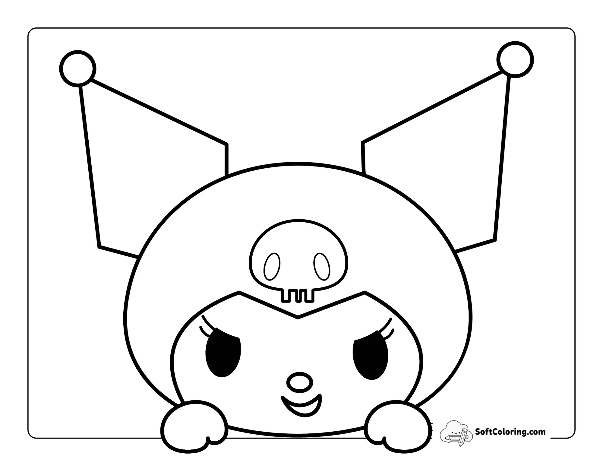 Cute Kuromi-Inspired Head Outline To Color
