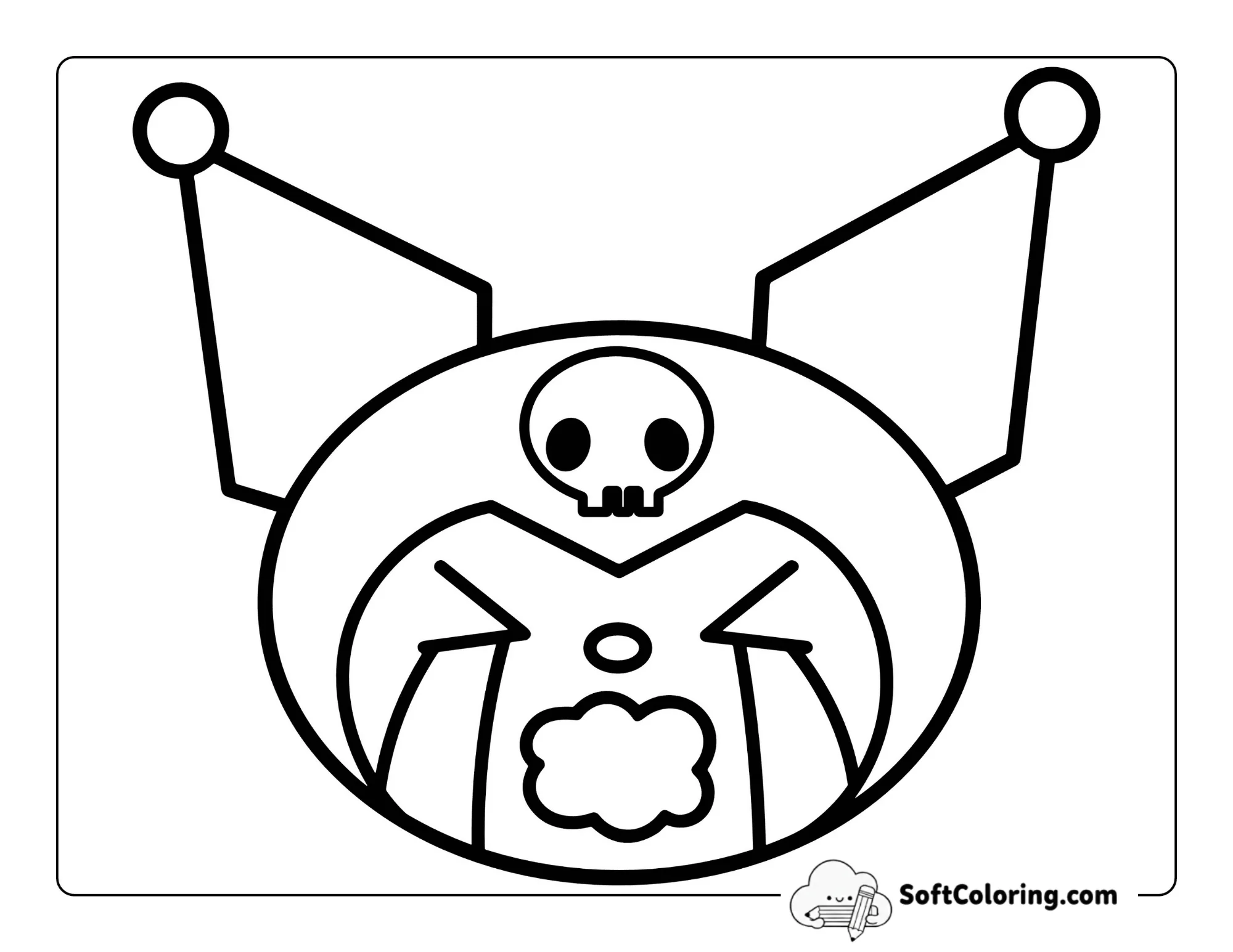 Kawaii Crying Kuromi-Inspired Coloring Sheet