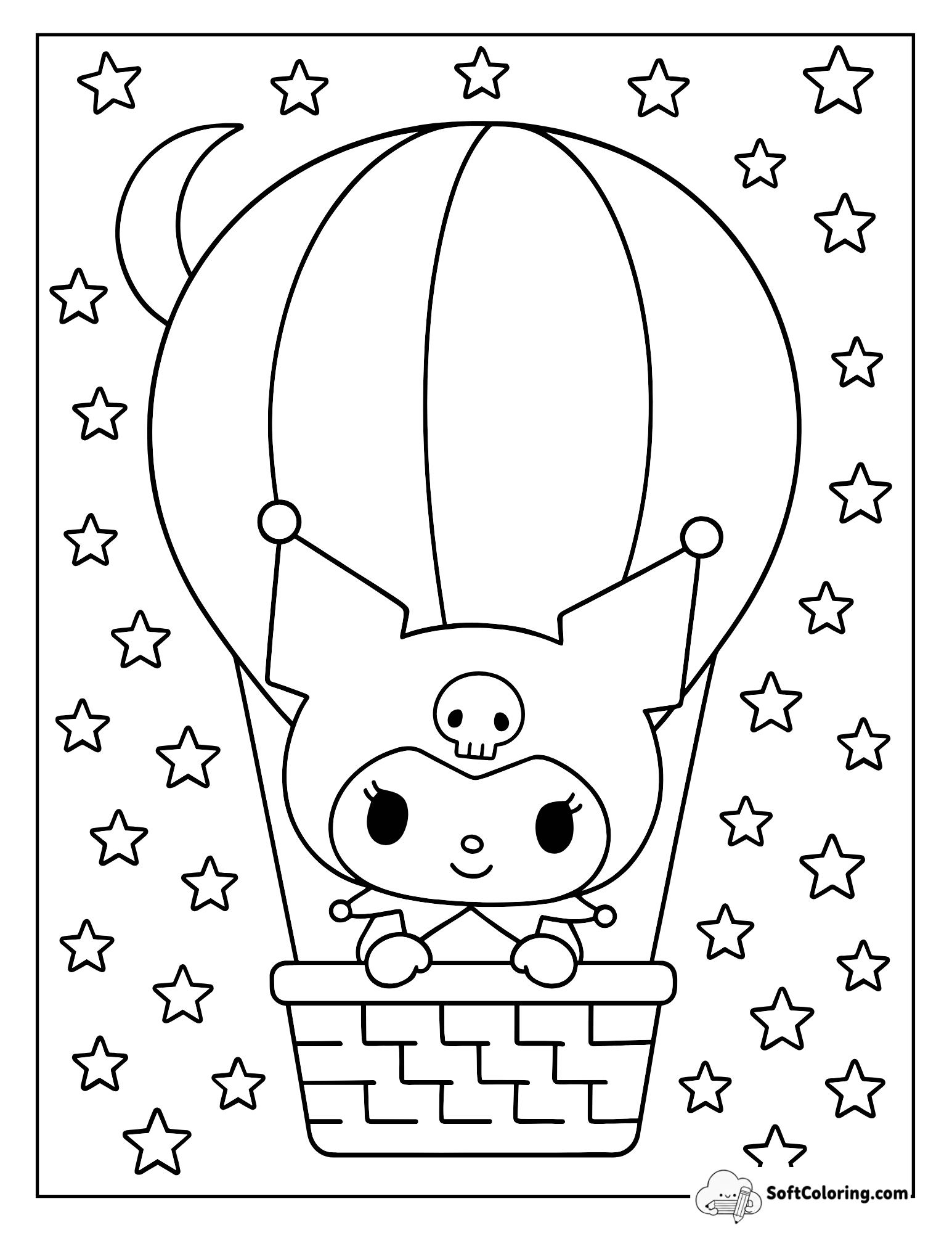 Kuromi’s Hot Air Balloon Under A Sky Full Of Stars