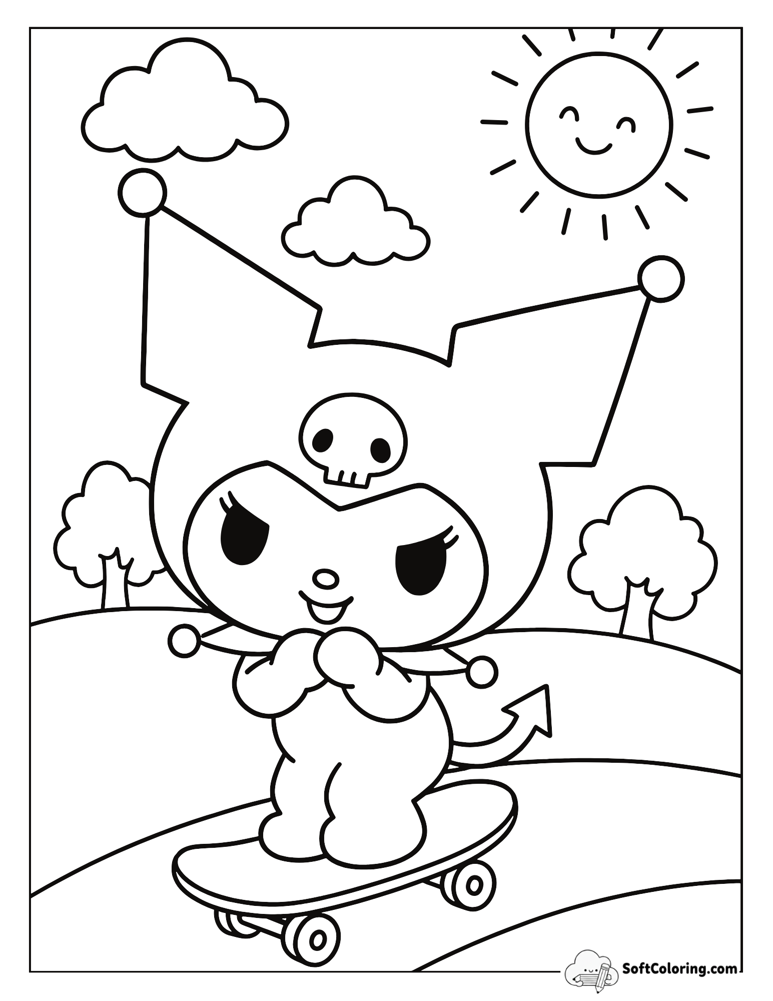 Kuromi Is Off On An Exciting Ride On Her Skateboard