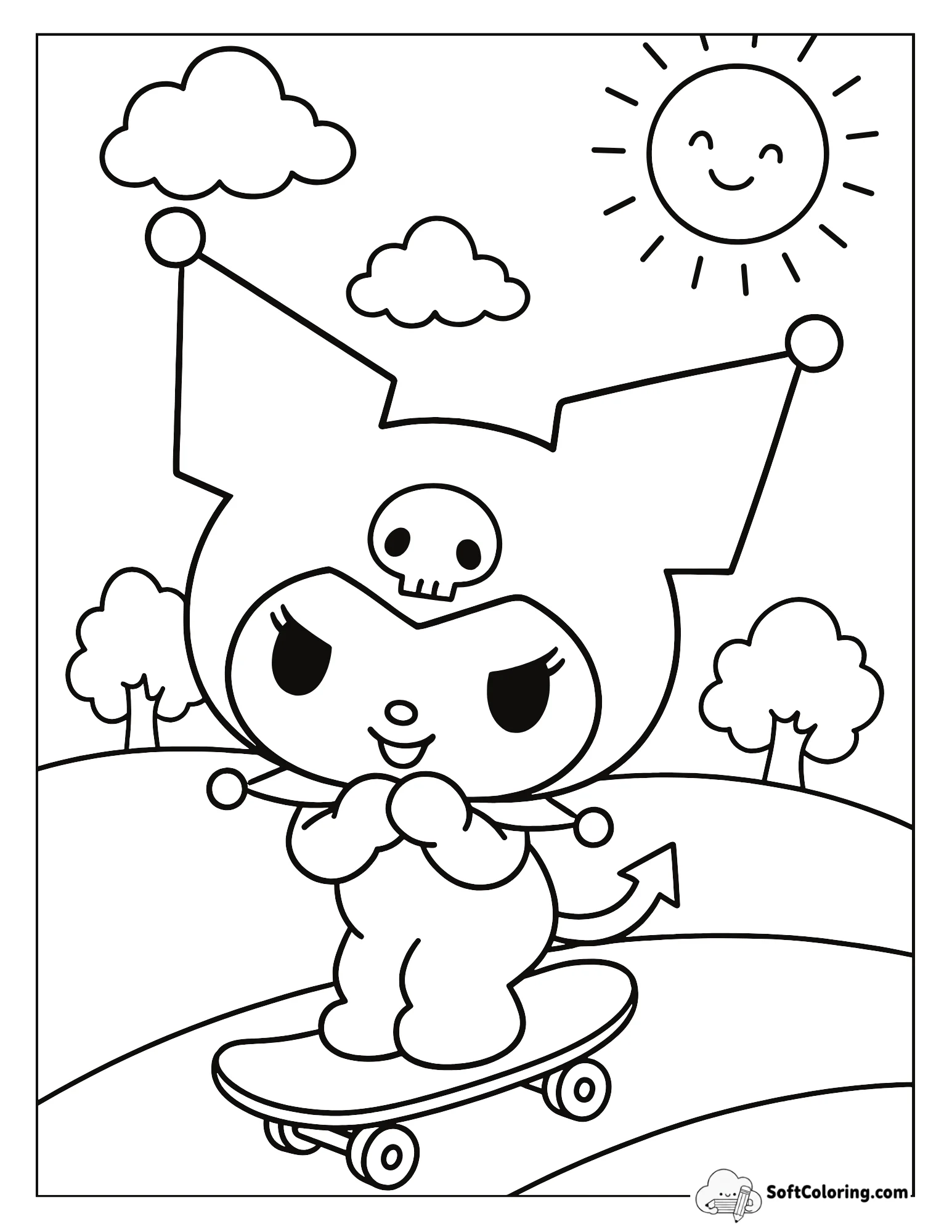 Kuromi Is Off On An Exciting Ride On Her Skateboard