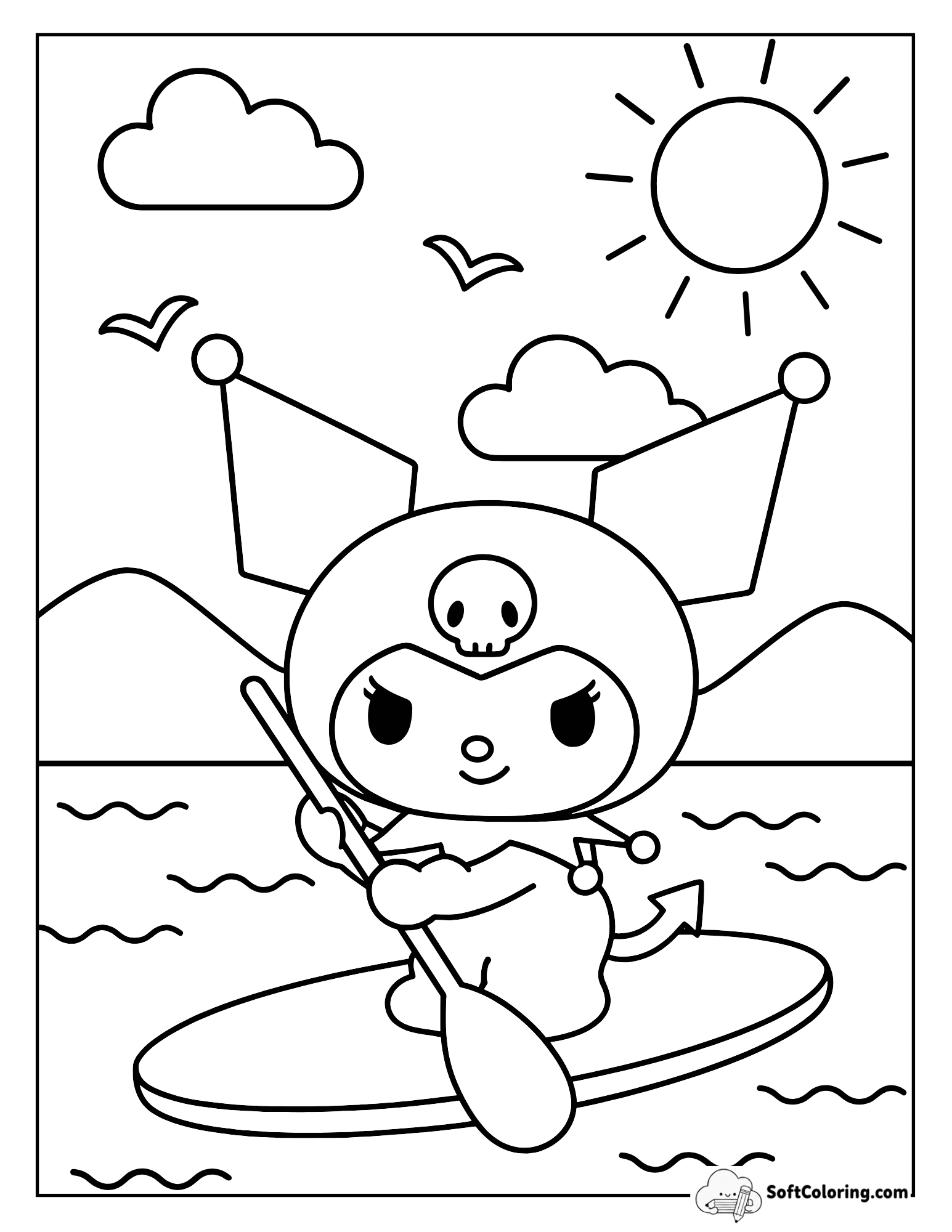 Kuromi Takes On The Waves With A Paddleboard Adventure