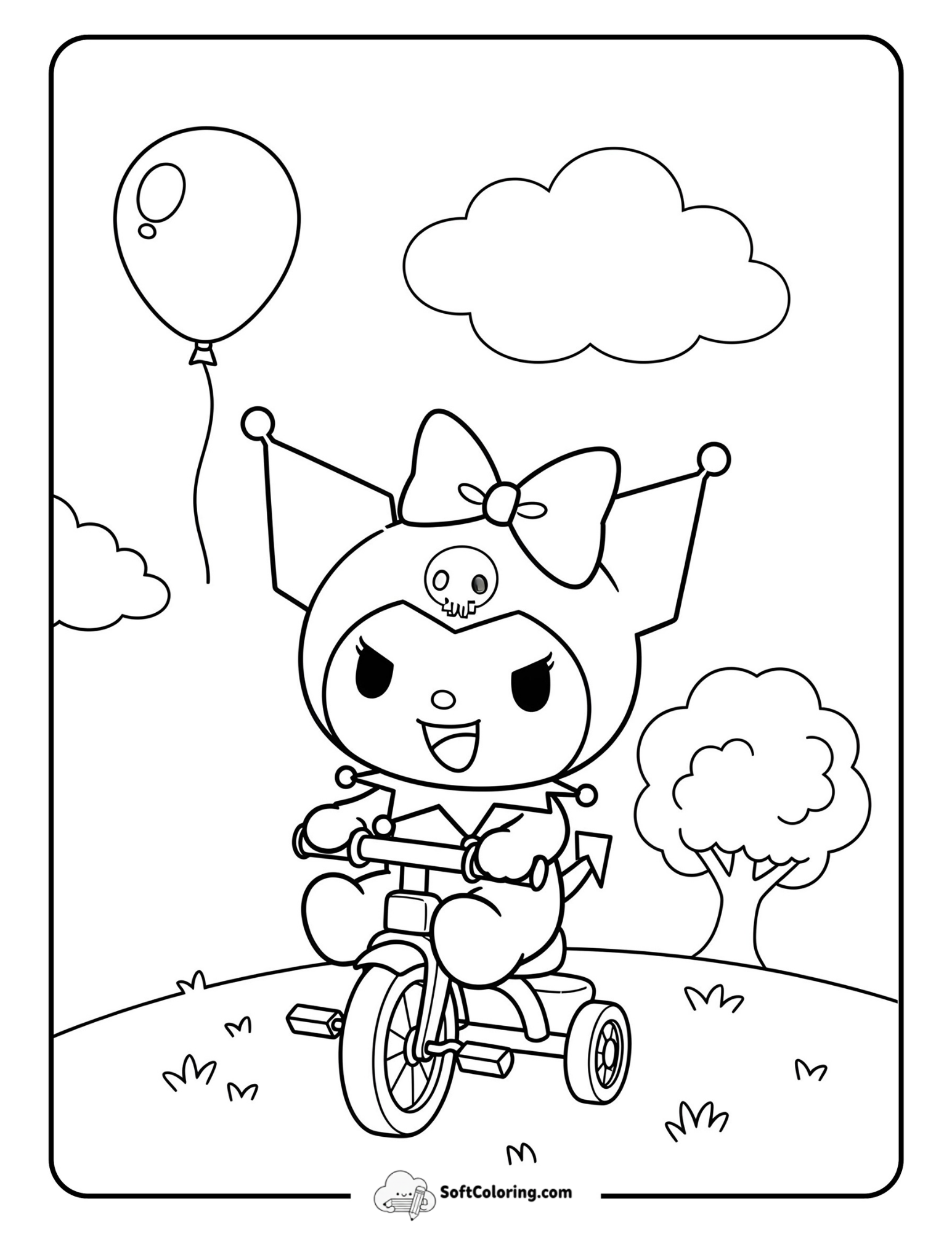 Kuromi Enjoying A Fun Ride On A Tricycle.