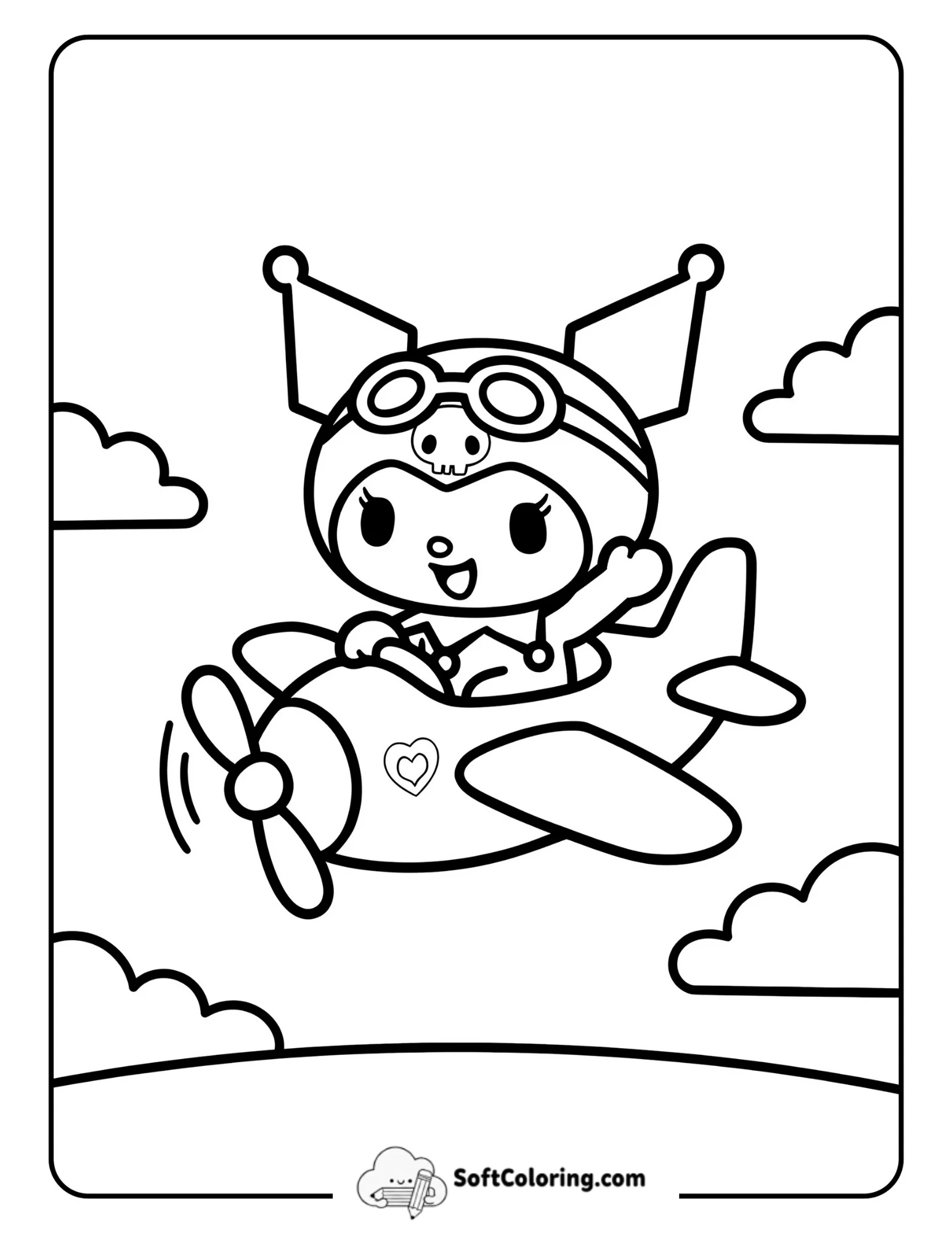 Kuromi Pilots A Tiny Propeller Plane With Her Goggles Up