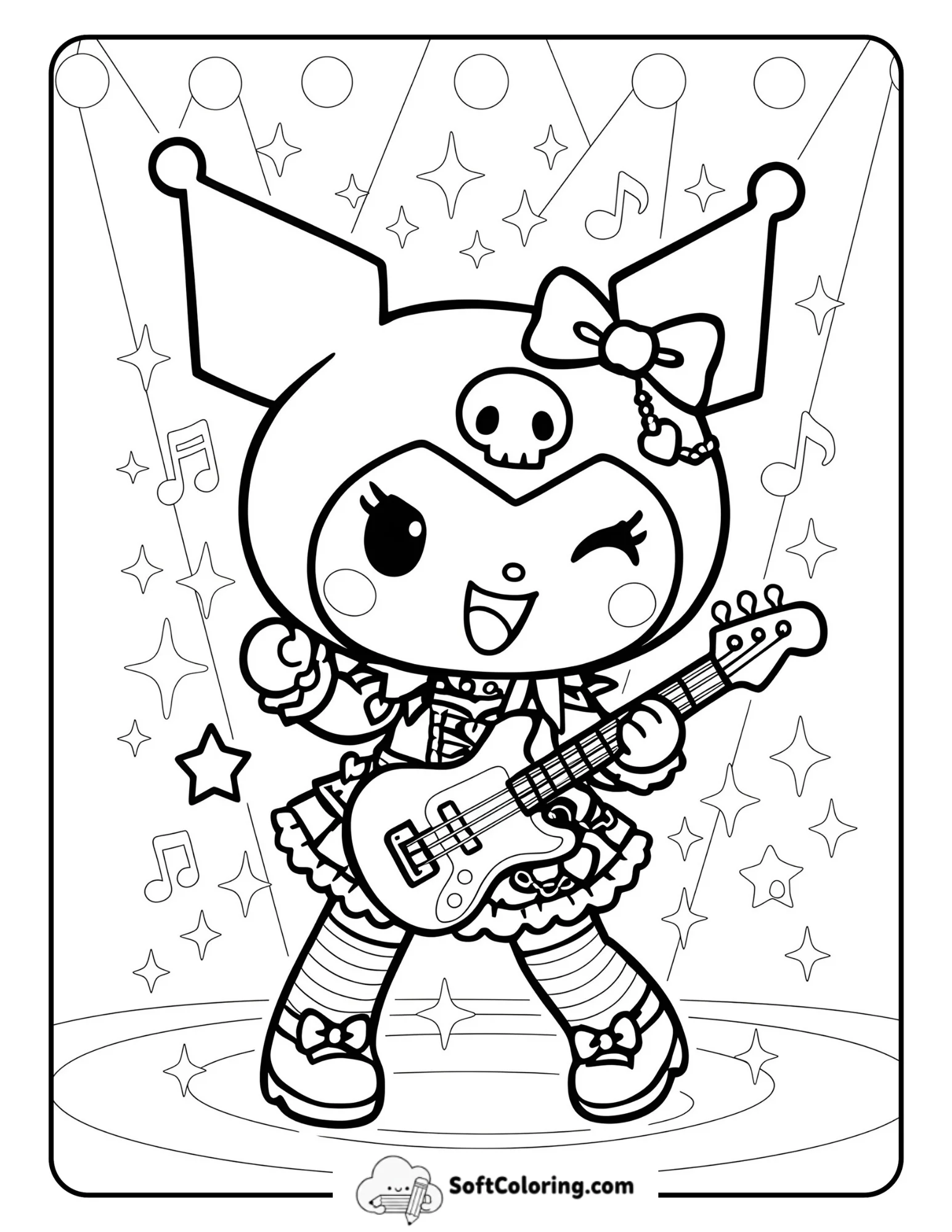 Kuromi Winks And Rocks An Electric Guitar