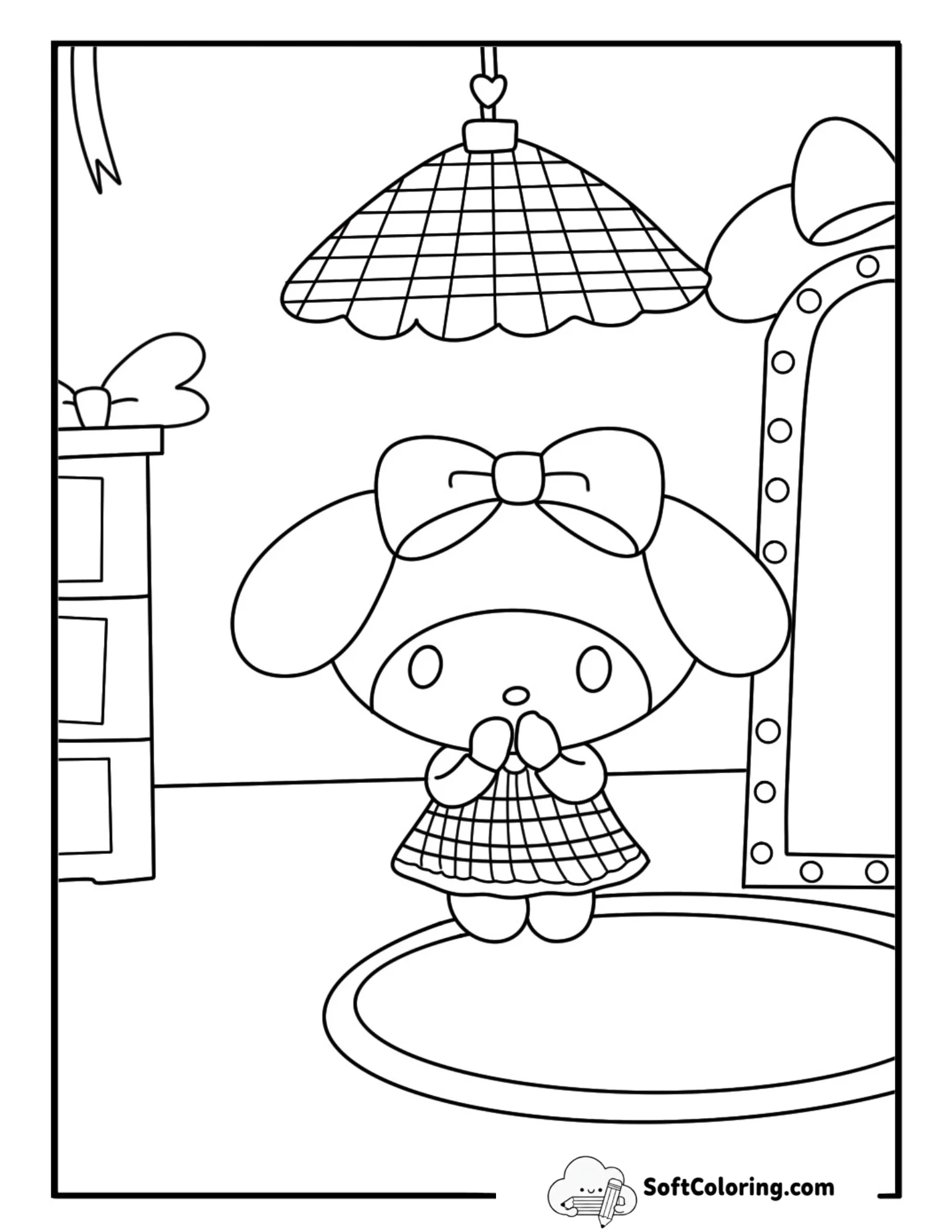 My Melody Decorating A Room With Ribbons