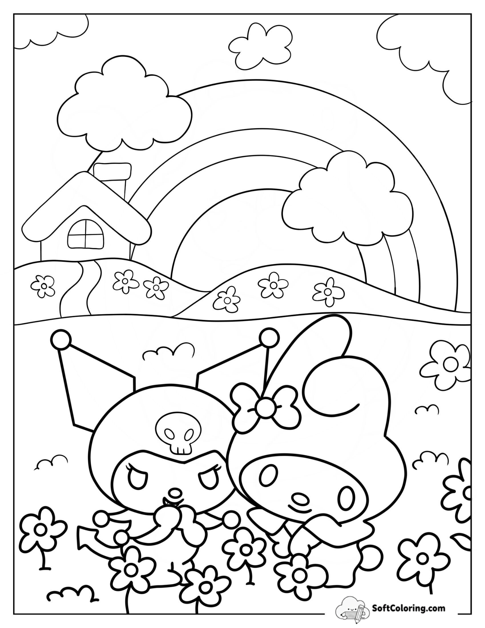 My Melody In Flower Field With Kuromi