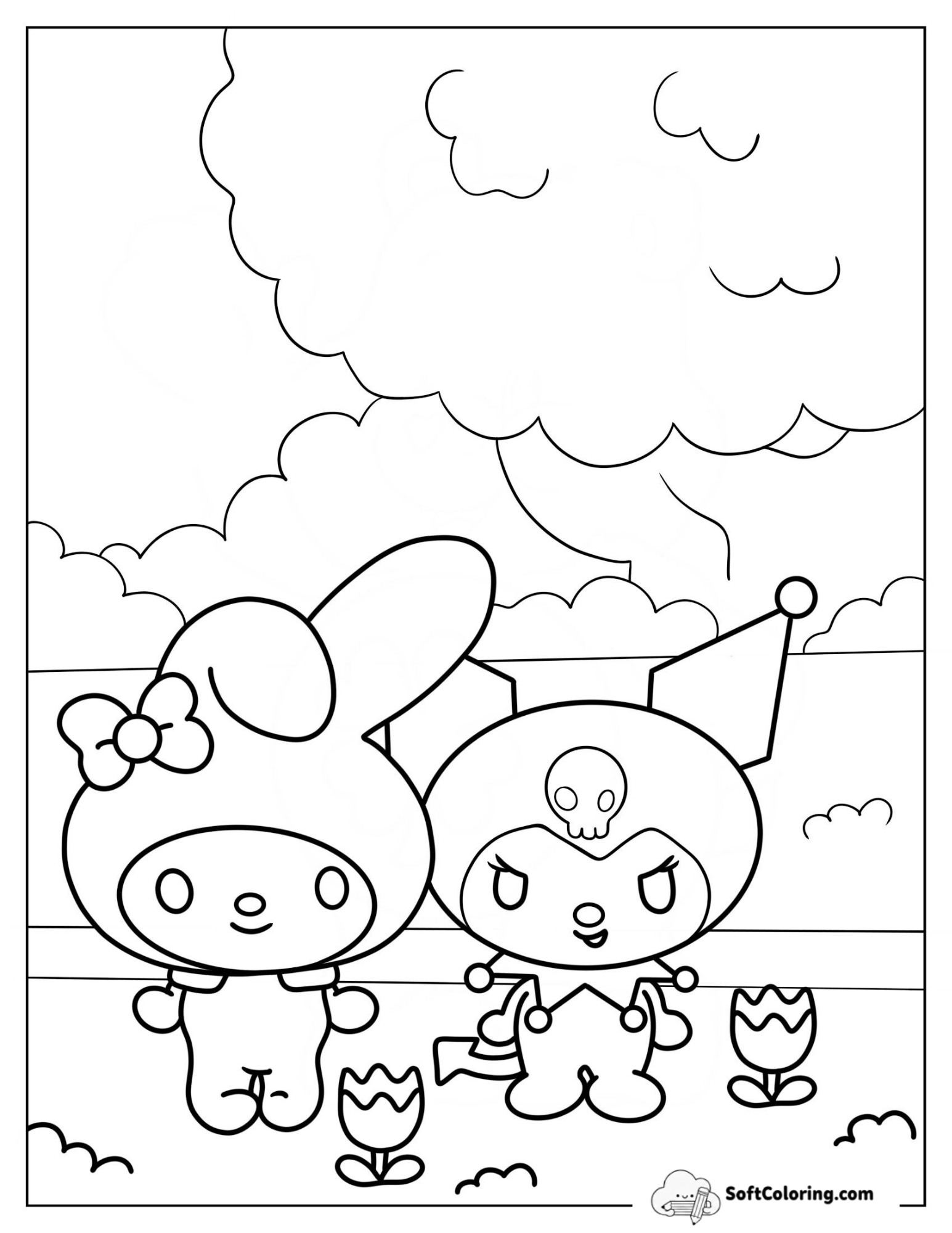 My Melody In Garden With Kuromi