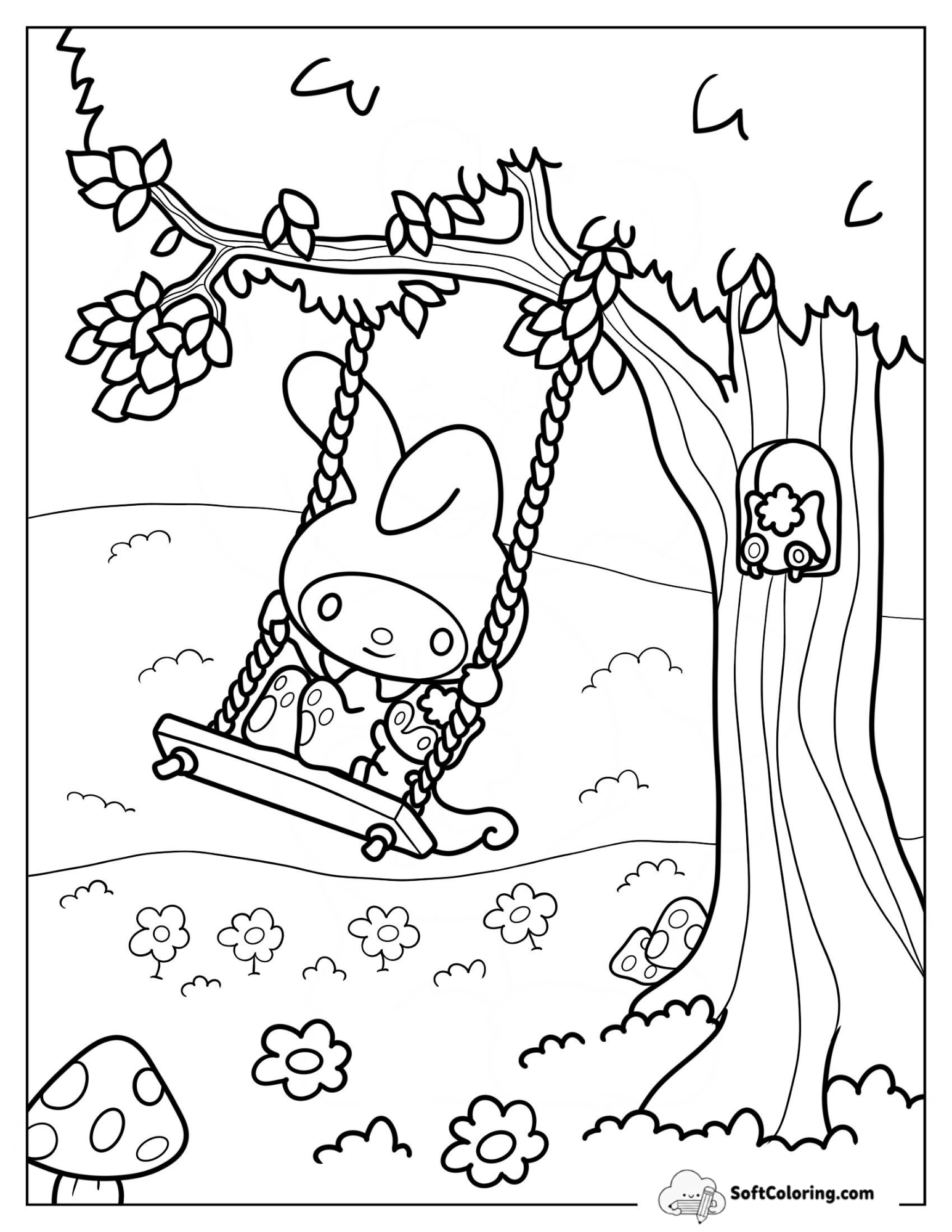 My Melody On A Swing With Risu