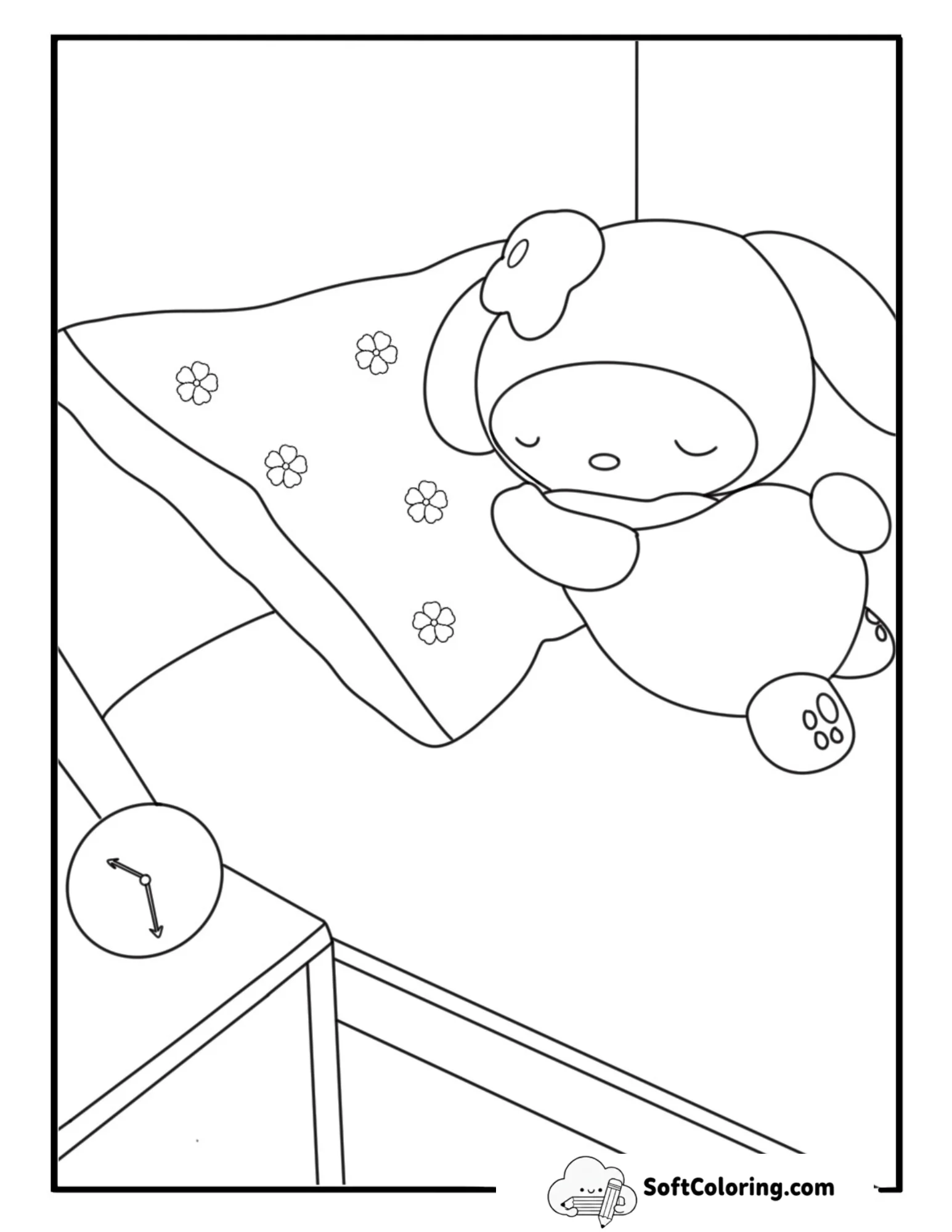 My Melody Resting By A Big Heart Pillow
