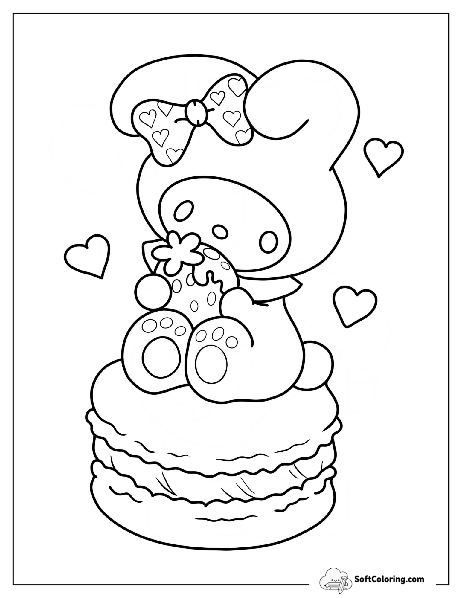 My Melody Sitting On Top Of Macaron