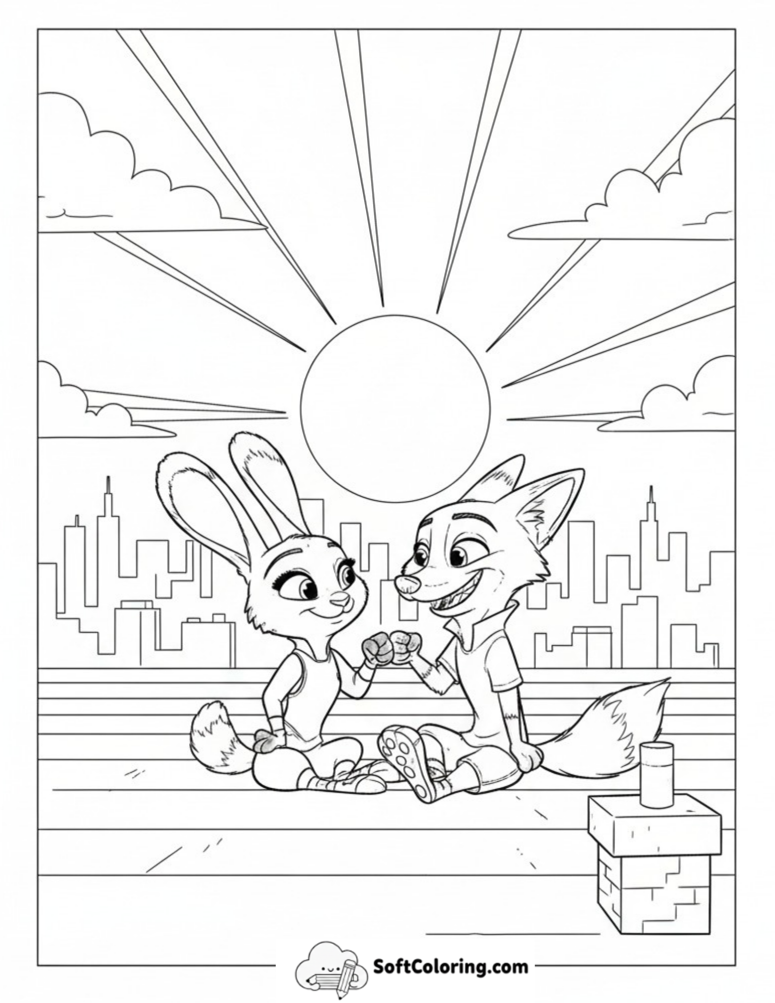 Nick And Judy Rooftop Fist Bump