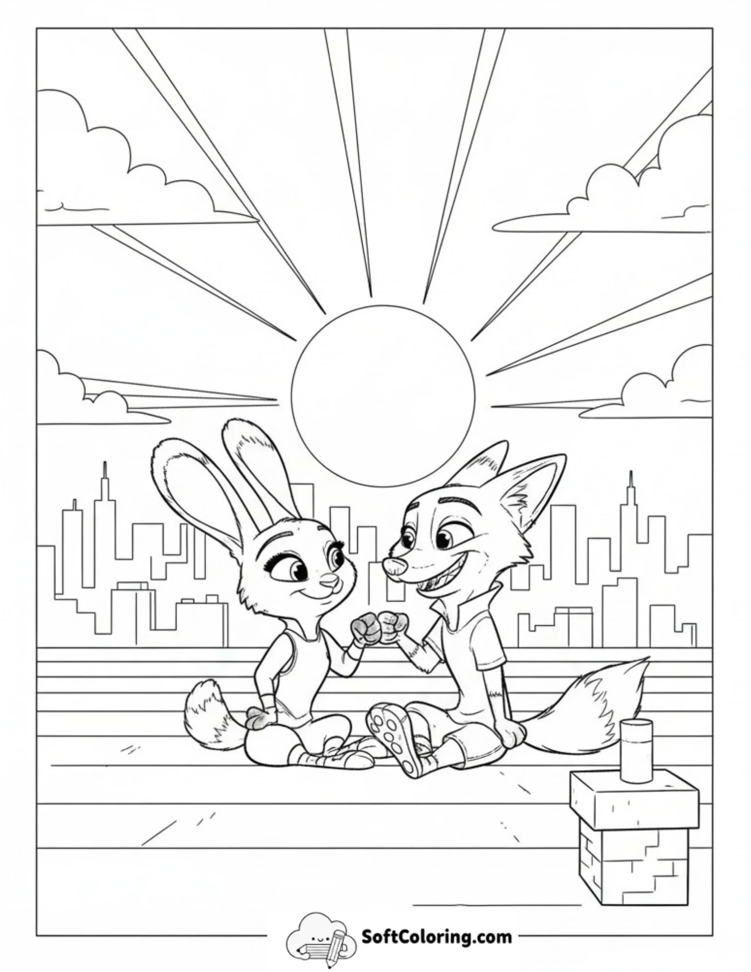 Nick And Judy Rooftop Fist Bump