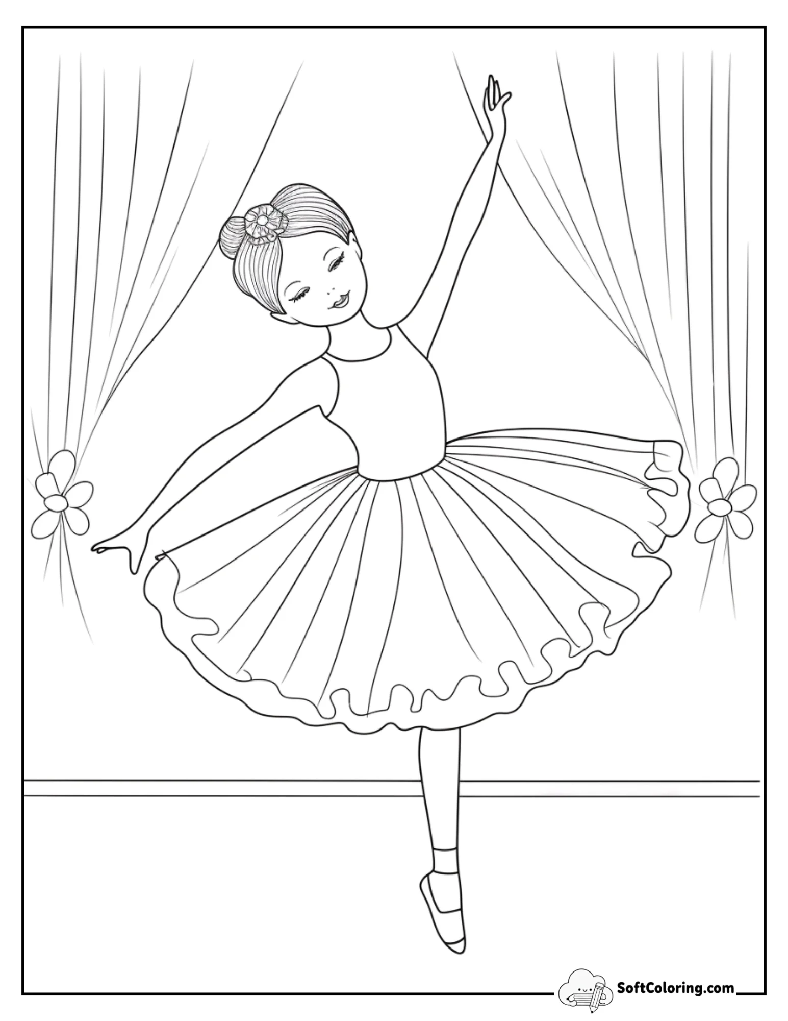 Professional Ballerina Performing On Opera Stage Coloring Page