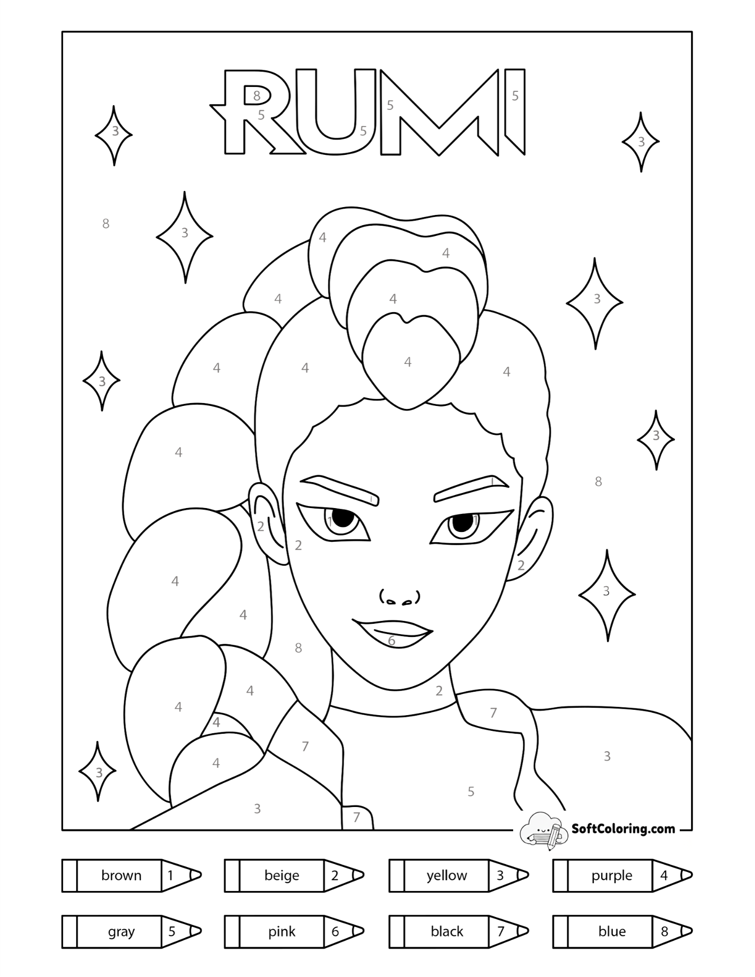 Rumi Color-By-Number Page