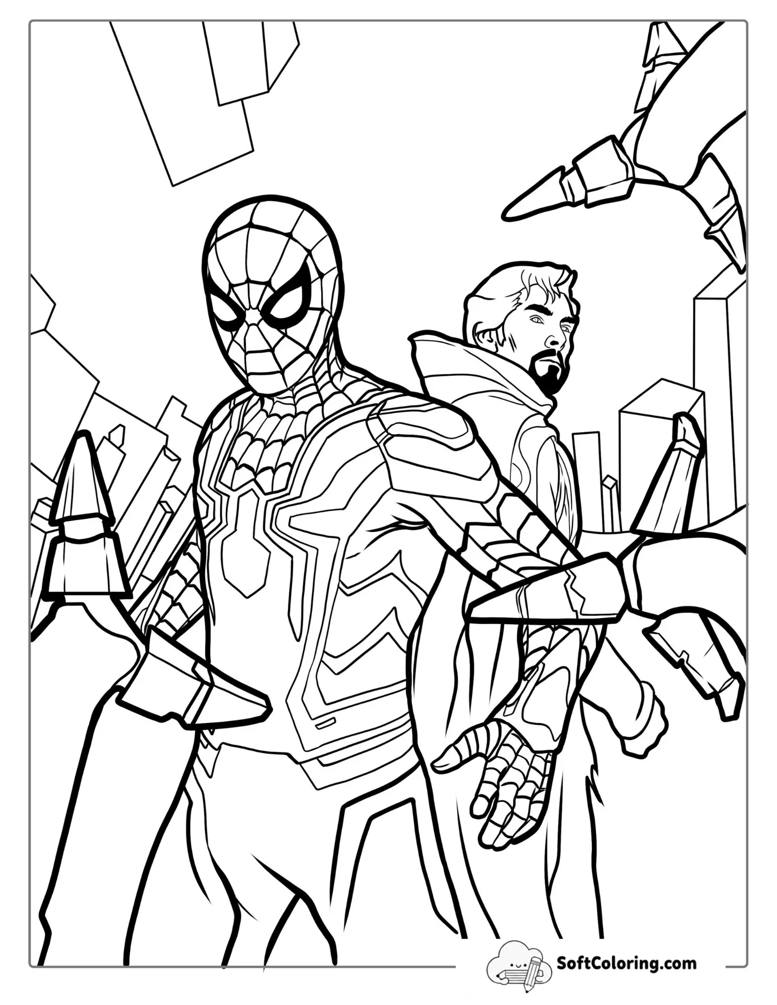 Spider-Man And Doctor Strange Coloring Sheet