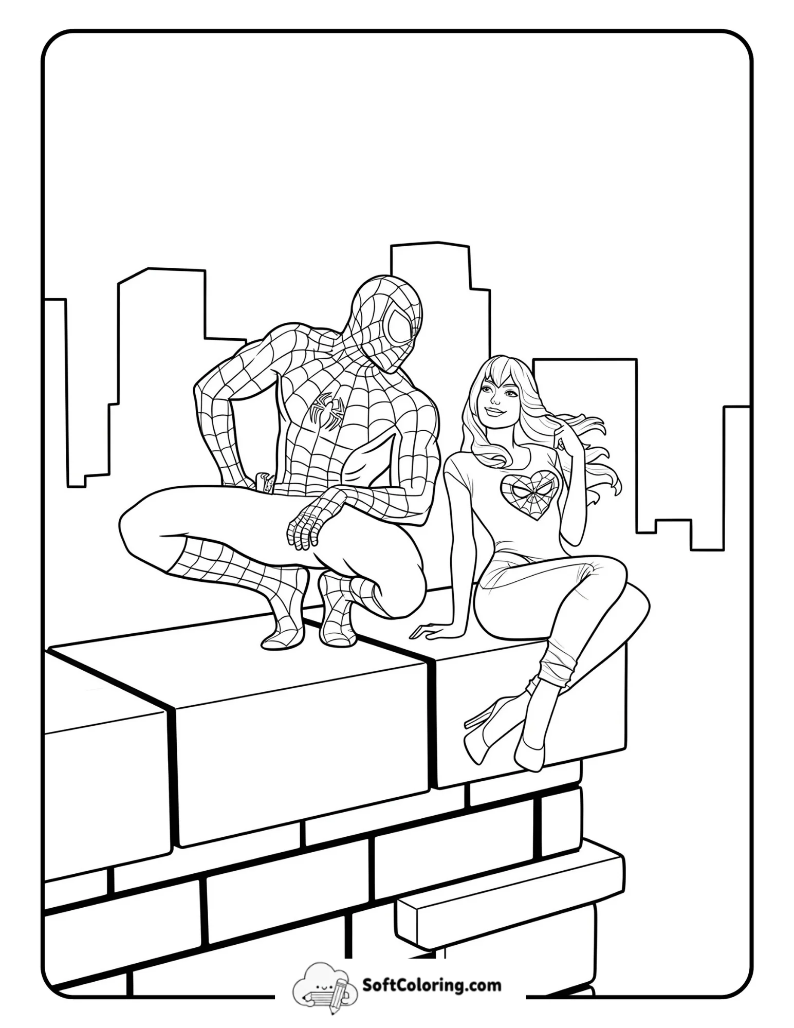 Spider-Man And Mj Sitting Together On A Rooftop