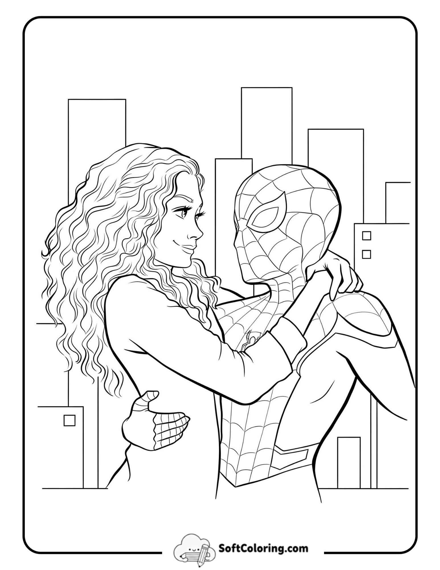 Spider-Man And Mj Embrace On A Rooftop