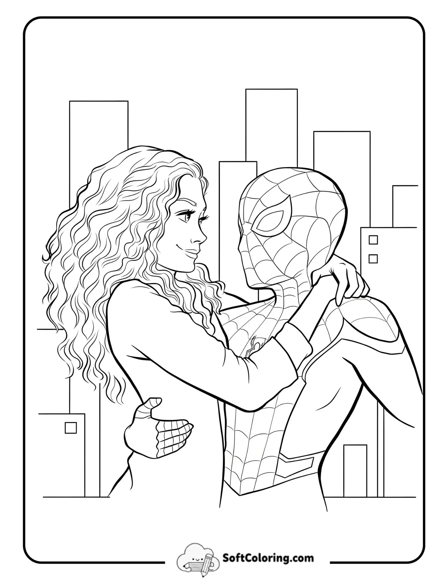 Spider-Man And Mj Embrace On A Rooftop
