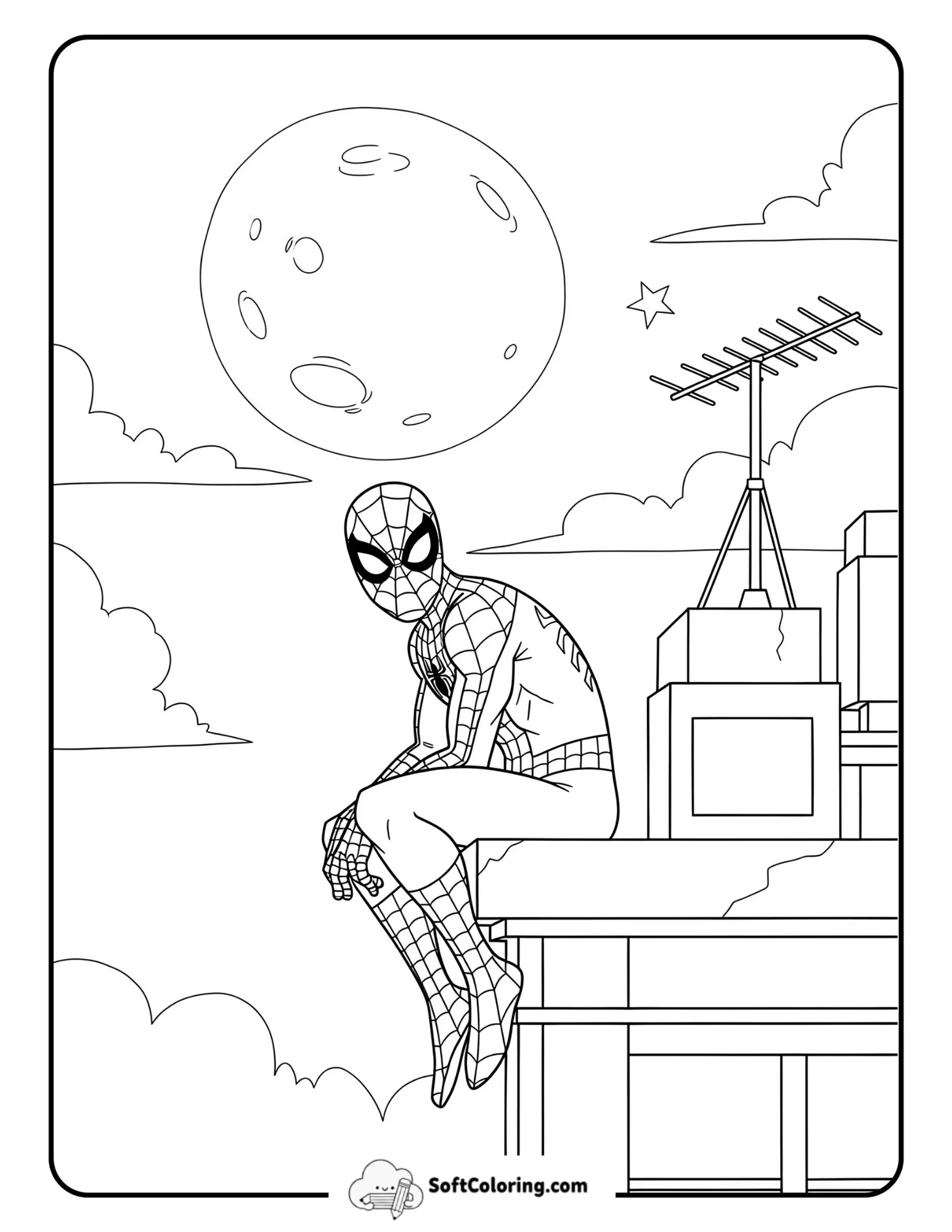 A Peaceful Spider-Man With The Moon Behind Him