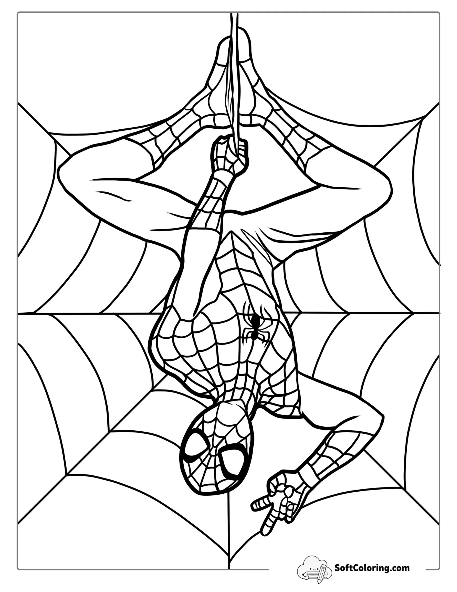Spiderman Hanging Upside Down Coloring Sheet