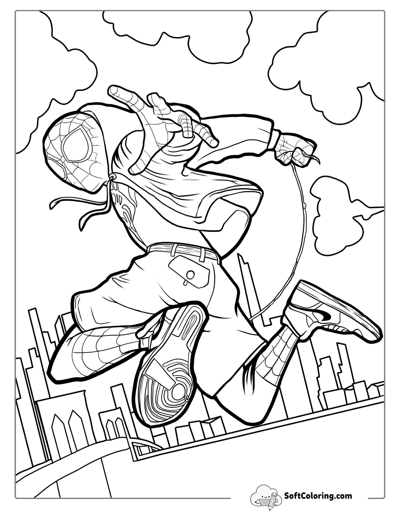 Spider-Verse Spider-Man Leaping Through City