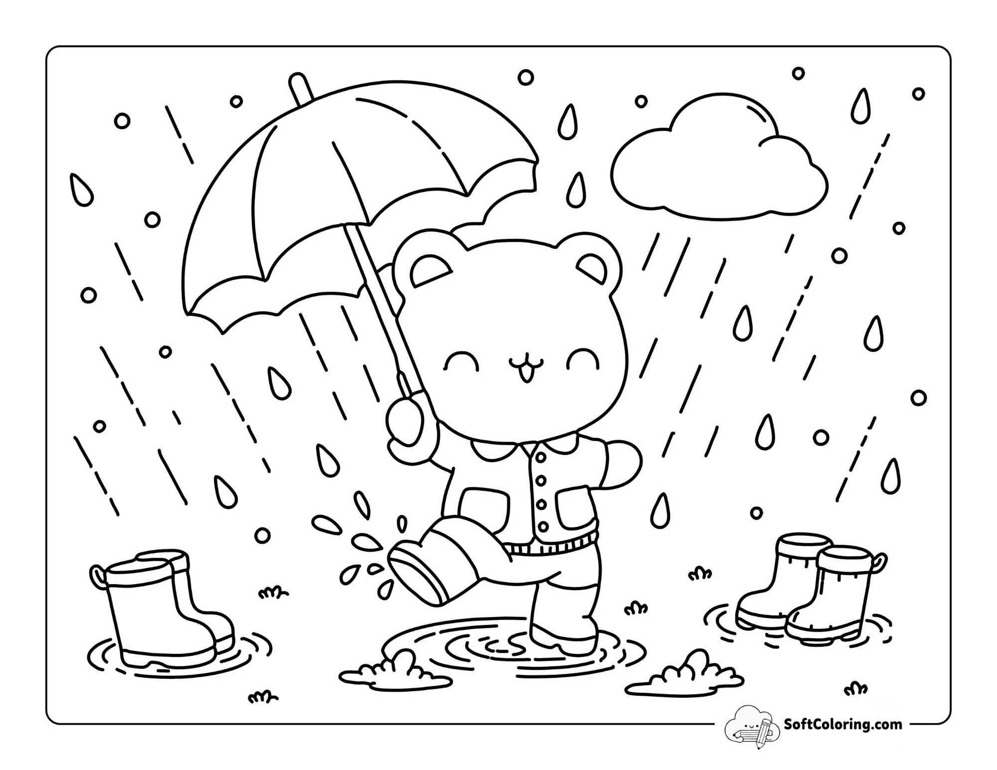 Cute Bear April Coloring Sheet