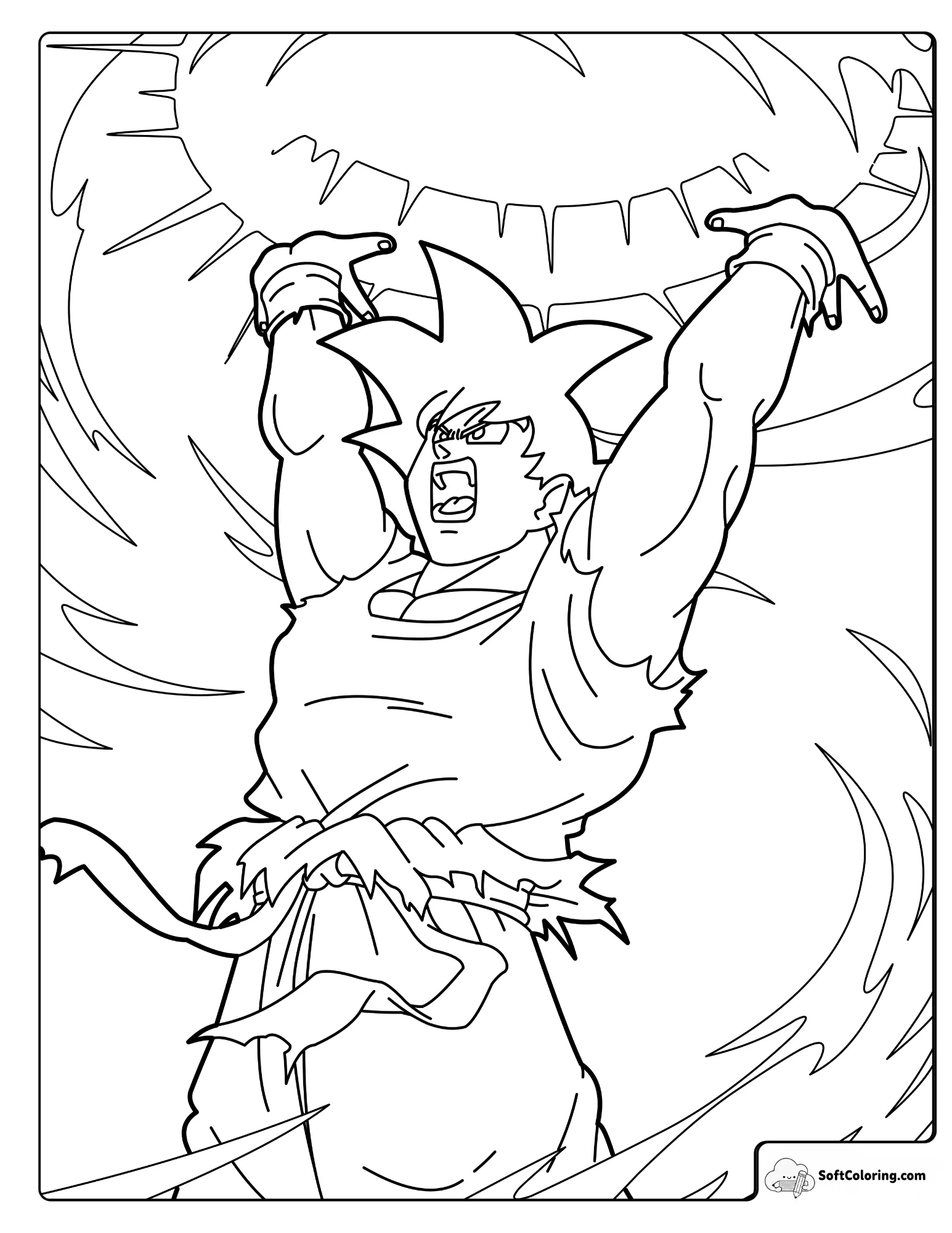 Super Saiyan Goku Screaming While Powering Up