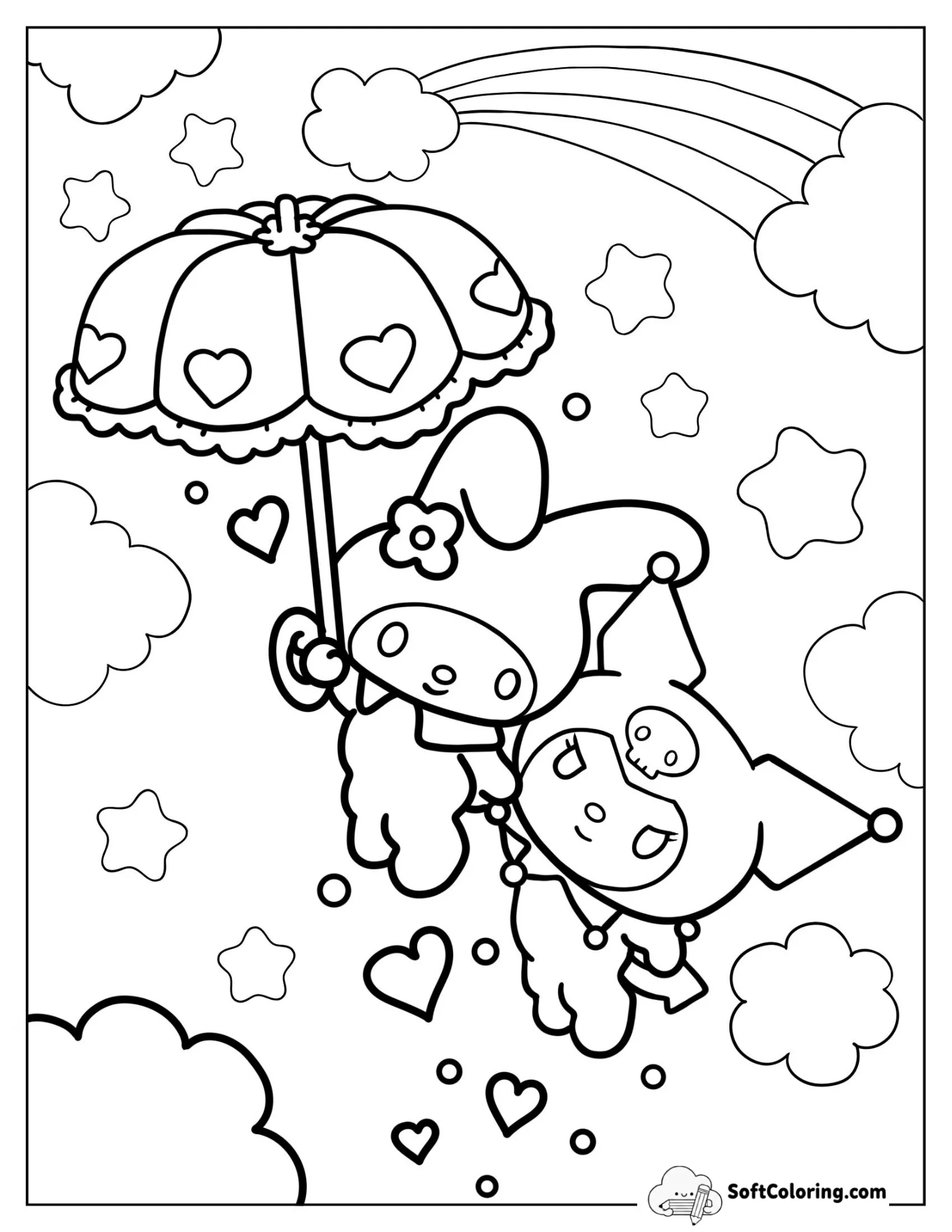 Umbrella Carrying Kuromi And Melody In The Air
