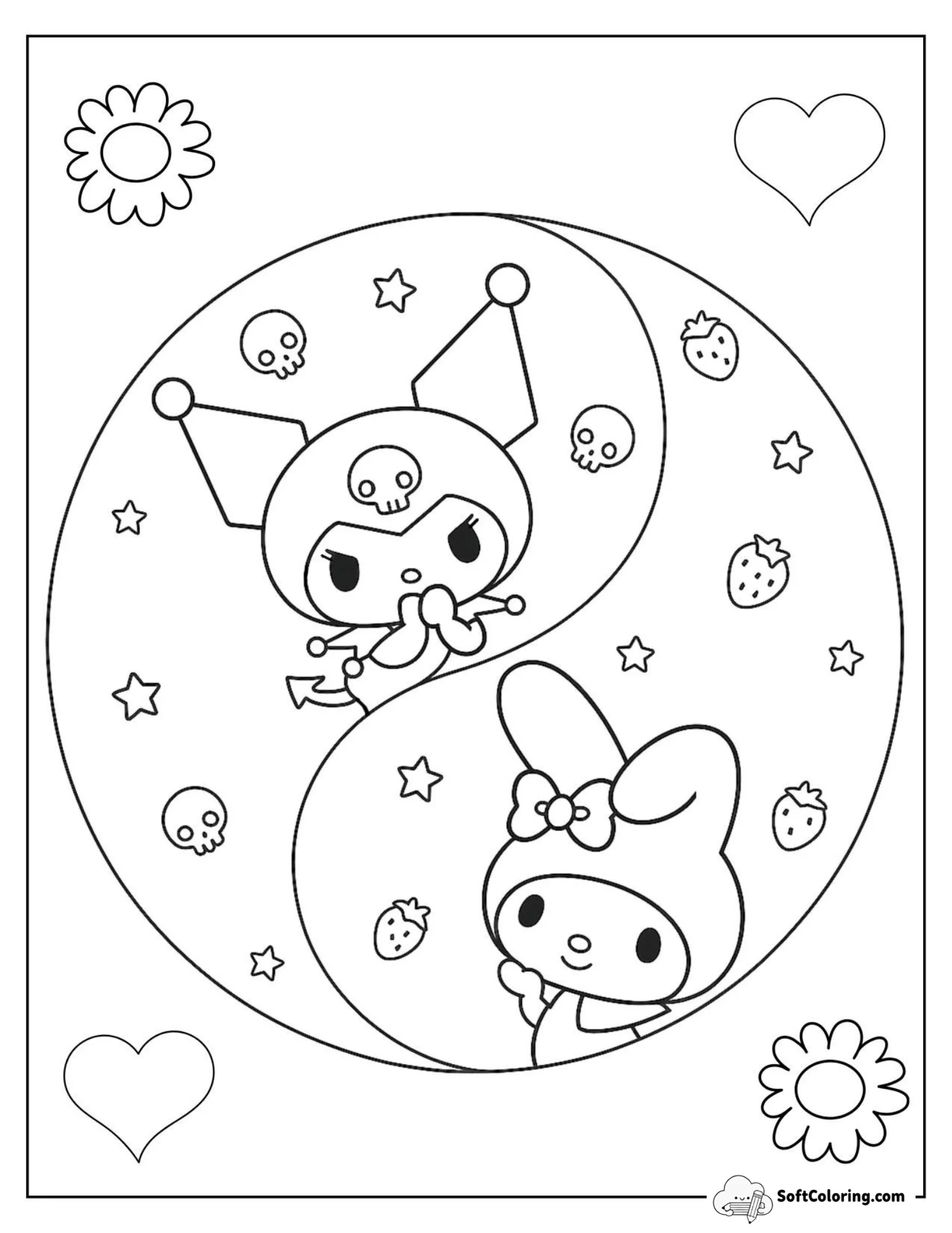Melody And Kuromi Spinning In A Magical Yin And Yang Circle