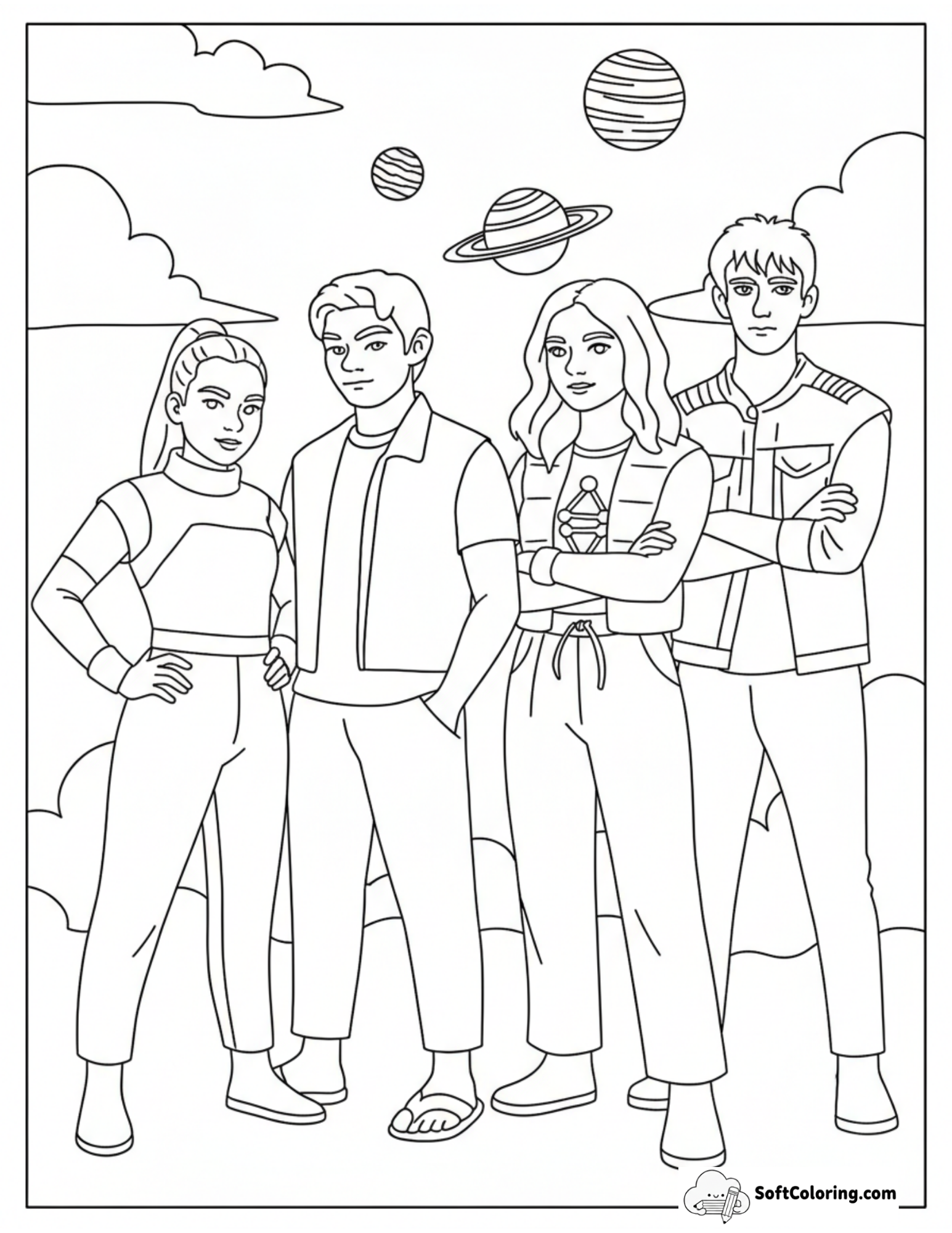 Disney Squad Standing Under Saturn