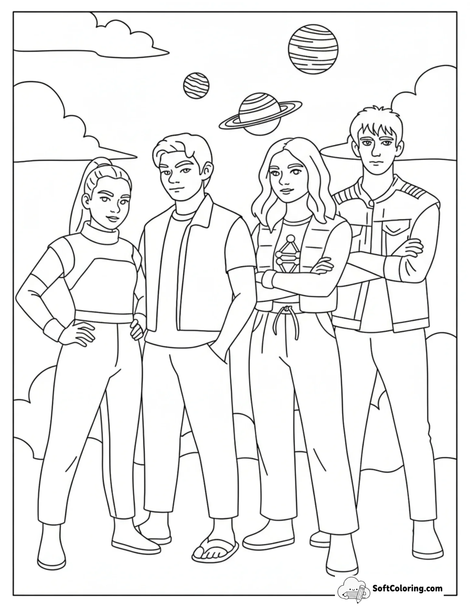 Disney Squad Standing Under Saturn