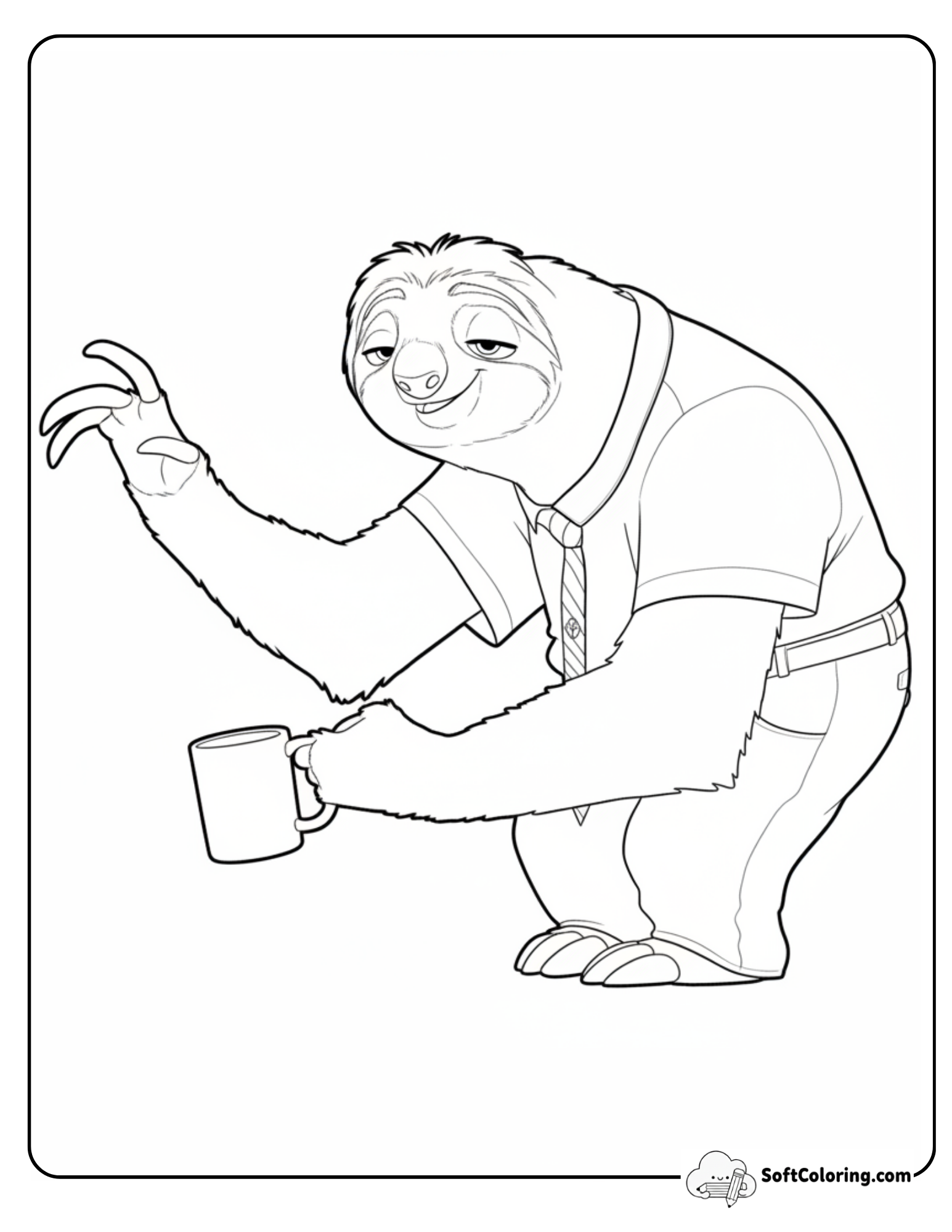 Flash Sloth Holding Coffee Cup
