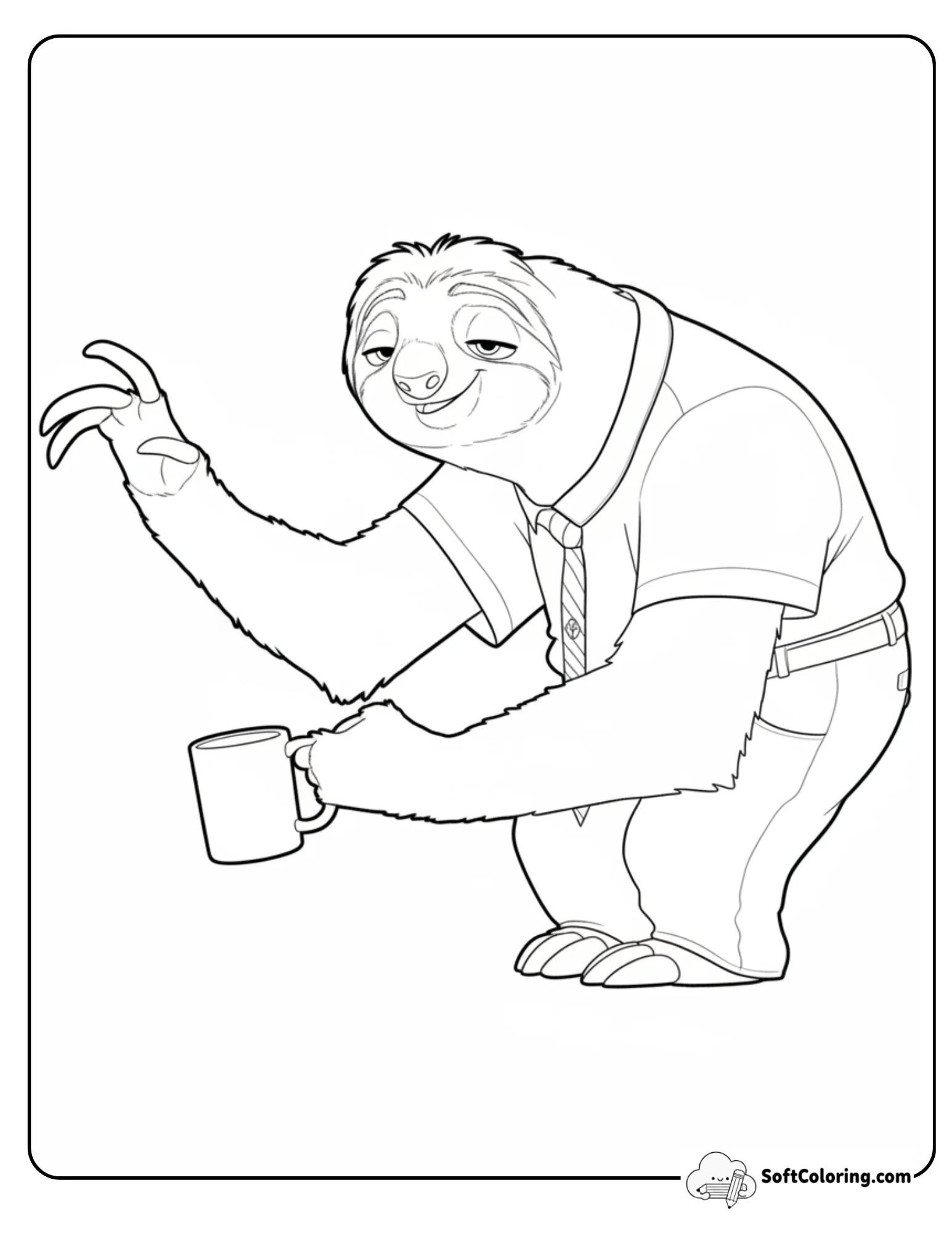 Flash Sloth Holding Coffee Cup