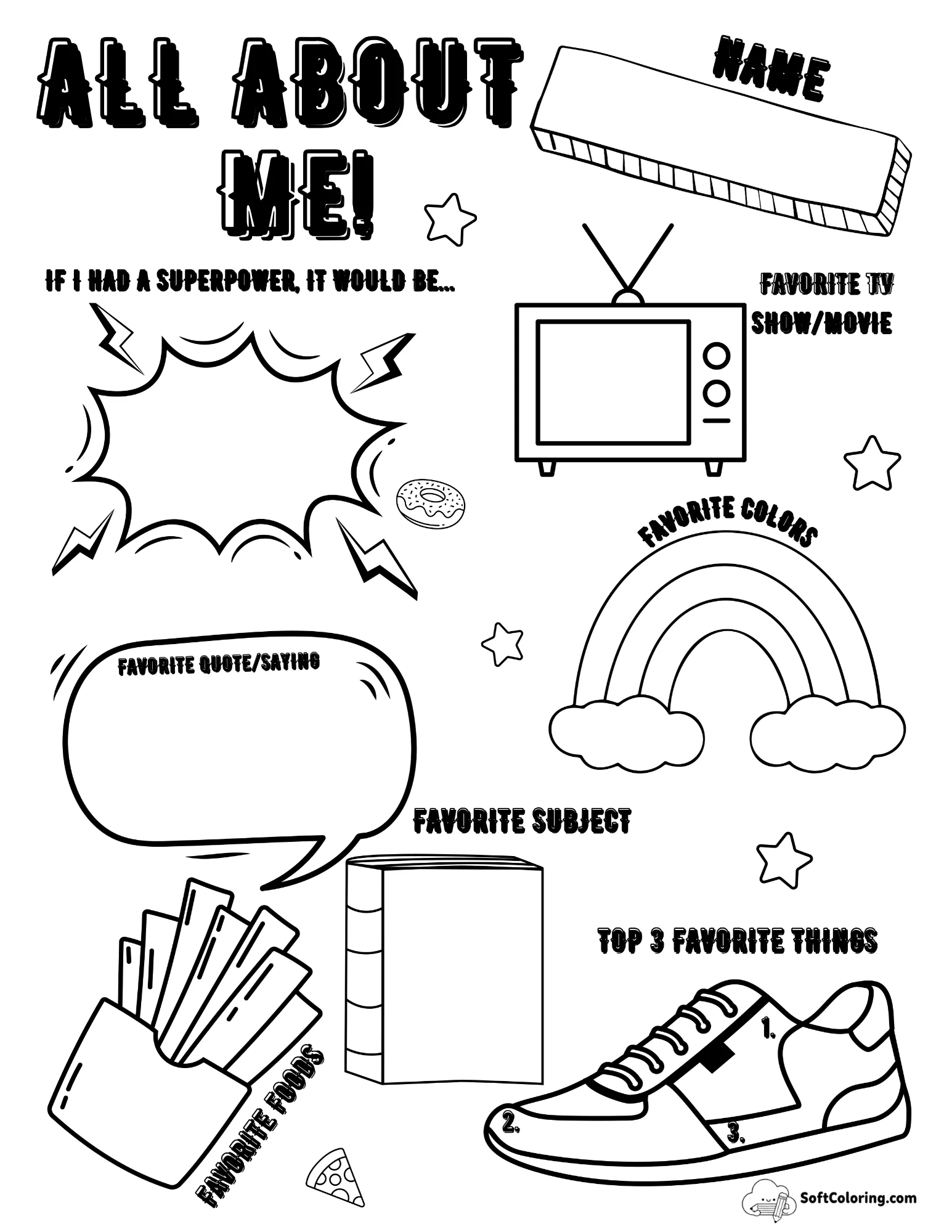 All About Me Coloring Page Printable