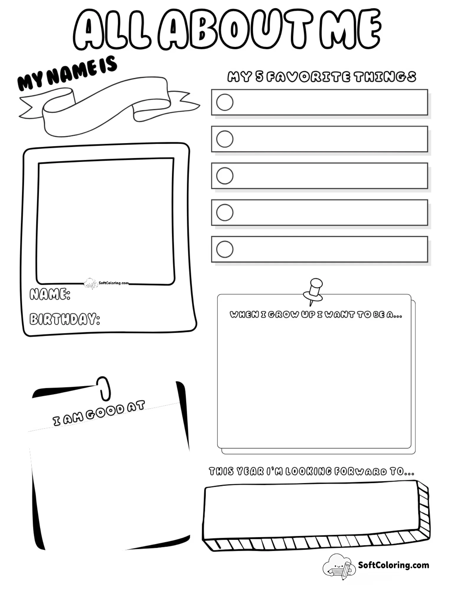All About Me Worksheet For The First Week Of School