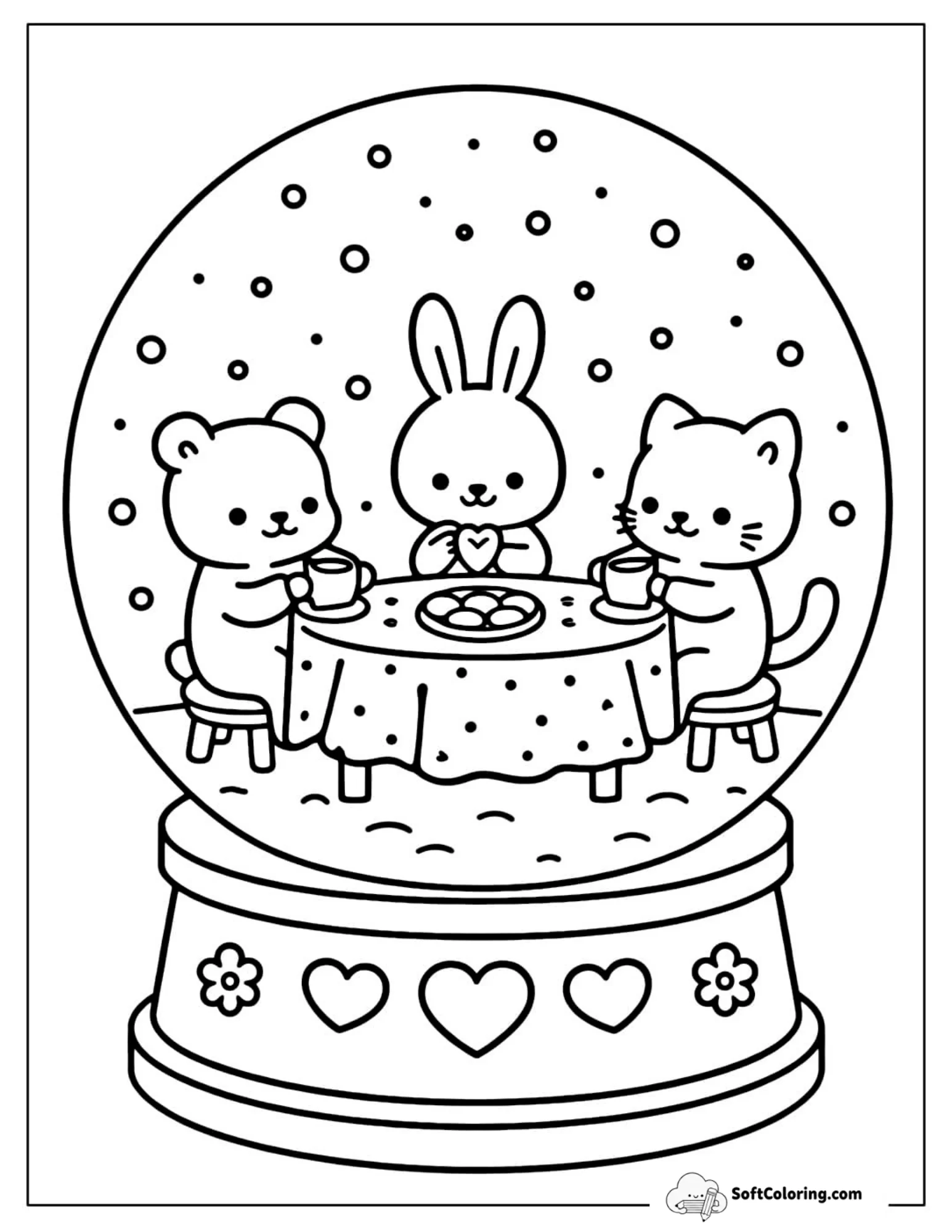 Animal Tea Party Snow Globe