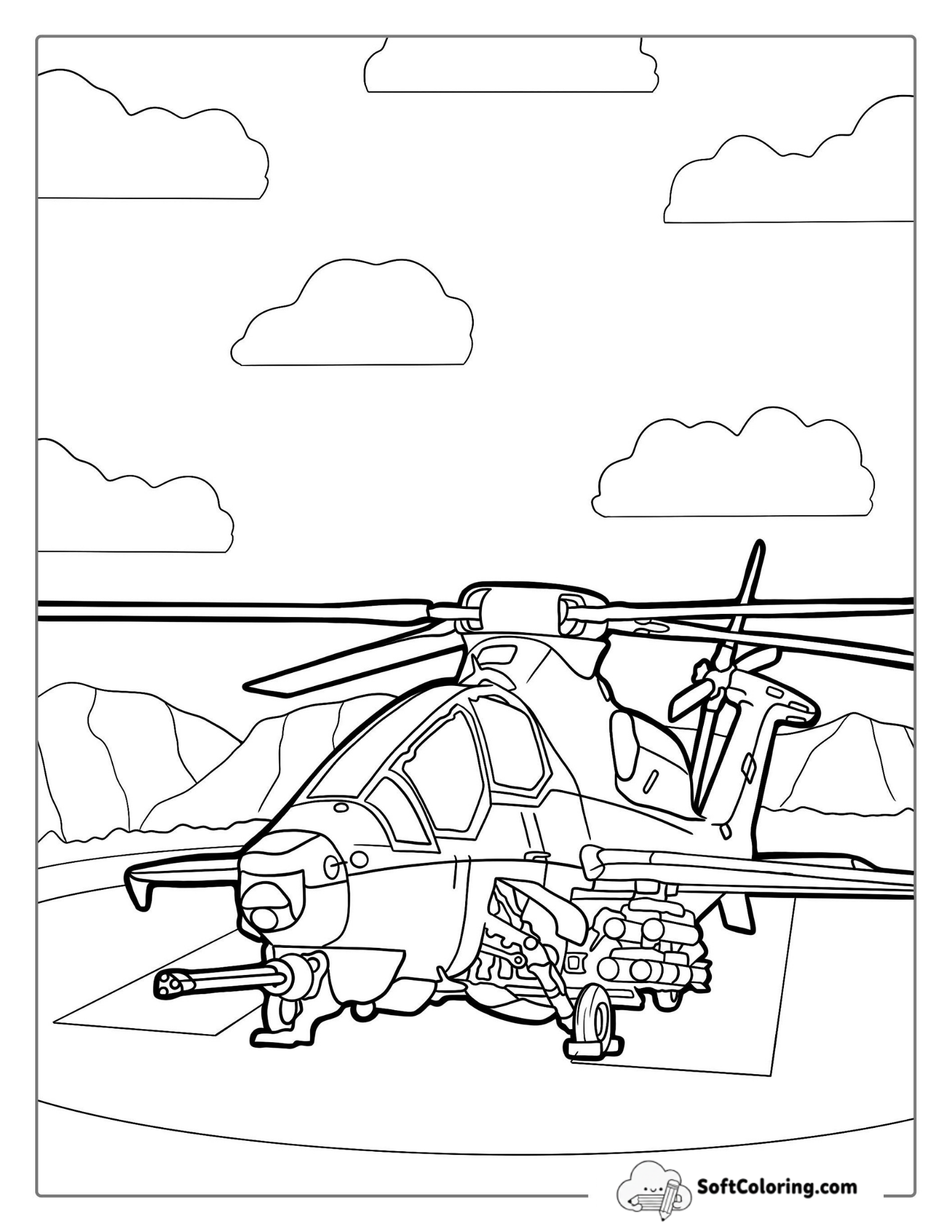 Apache Helicopter Coloring Page