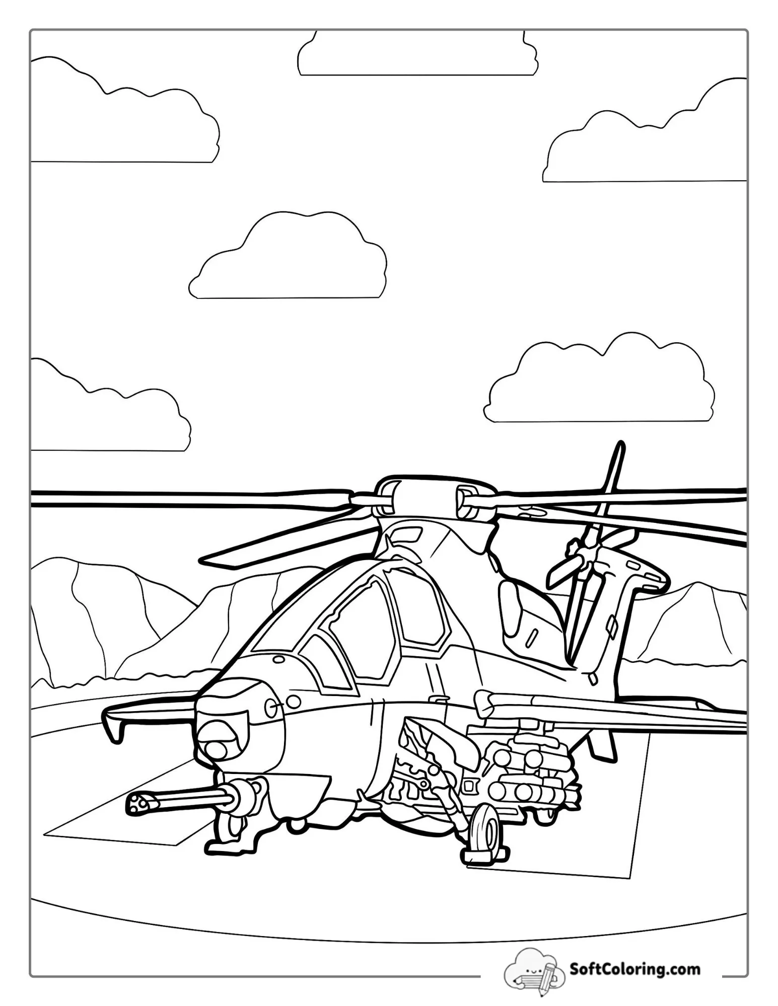 Apache Helicopter Coloring Page
